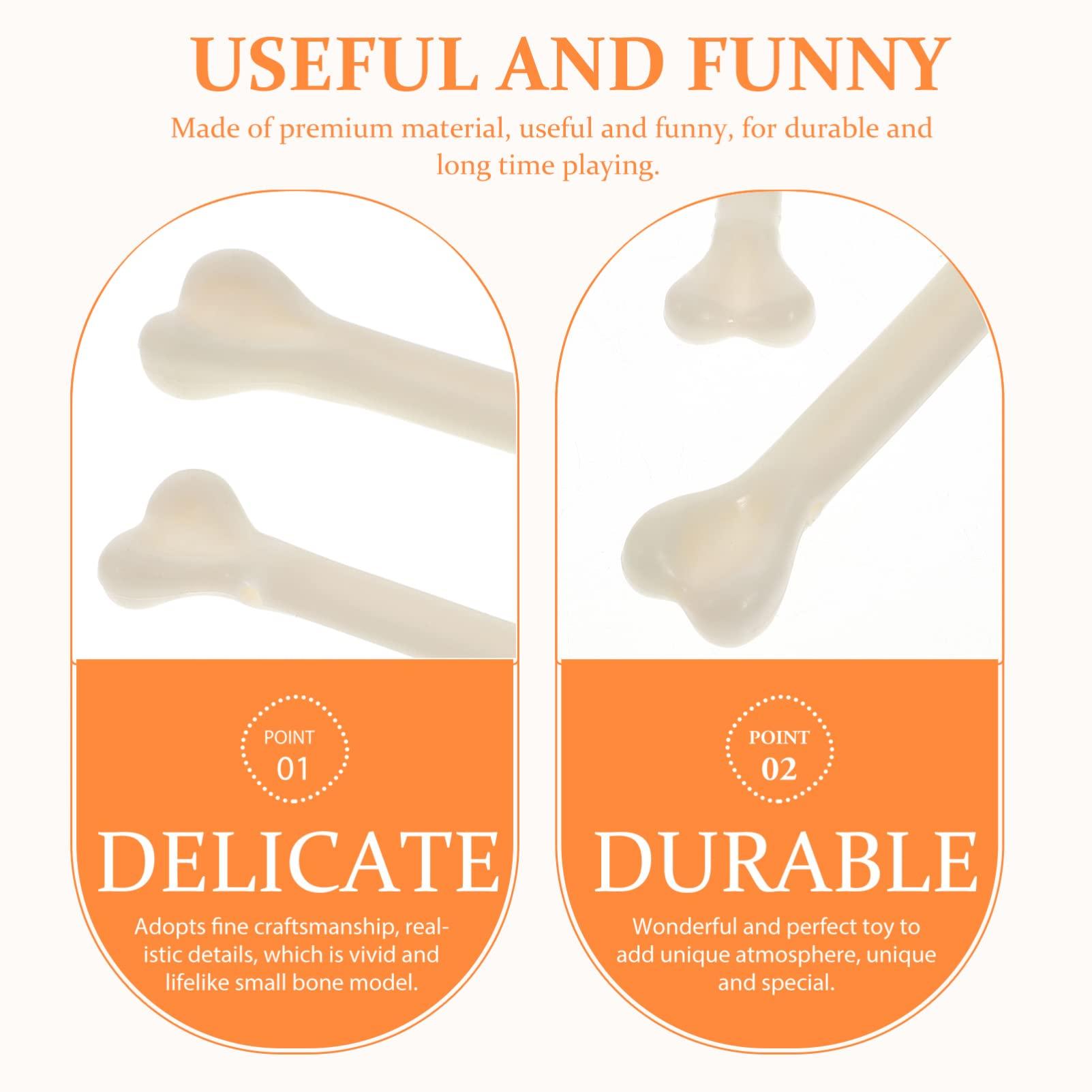 Gadpiparty Gadpiparty 48pcs Halloween Bones Decor White Plastic Bone Halloween Props Mini Skeleton Fake Bones Plastic Skeleton Bones Plastic Bones for Halloween Party Fake Plastic Bones Toy Artificial