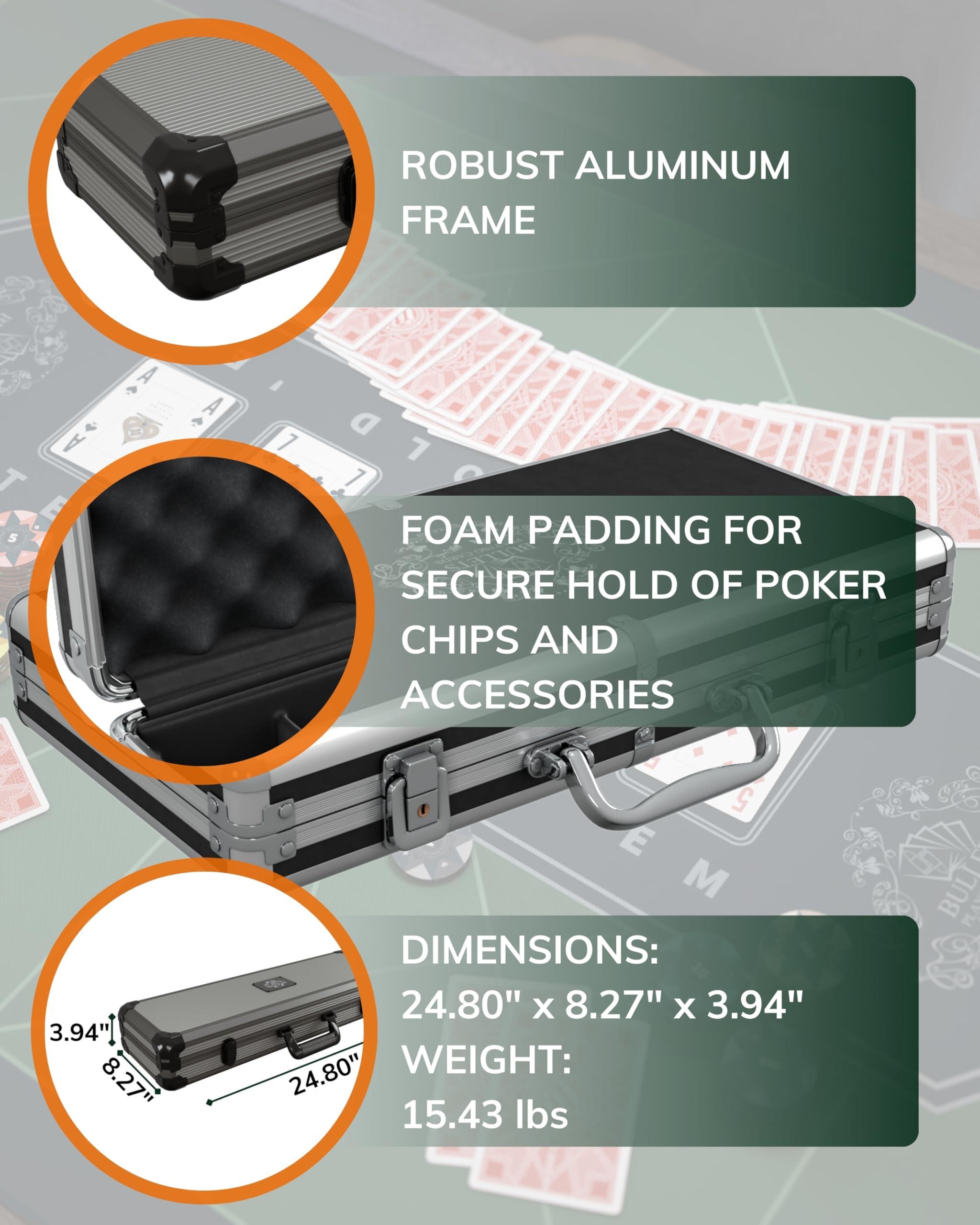 Bullets Playing Cards Bullets Playing Cards Poker Sets with Case - Versatile Denominations for Poker, Blackjack, & Casino Games - Durable & Complete Set - Poker Case with 500 Ceramic Poker Chips \'Richie\' with Values