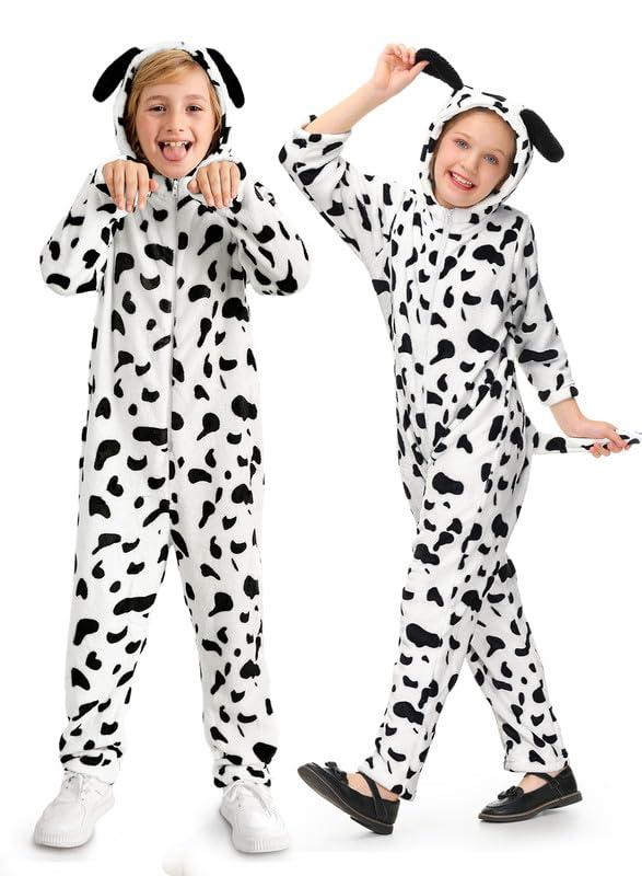 BesserBay Toddler Girl s Zip Up Hooded Black Spotted Dog Costume Dalmatian Onesie Delightful Sherpa Cute Romper 5 6 Years