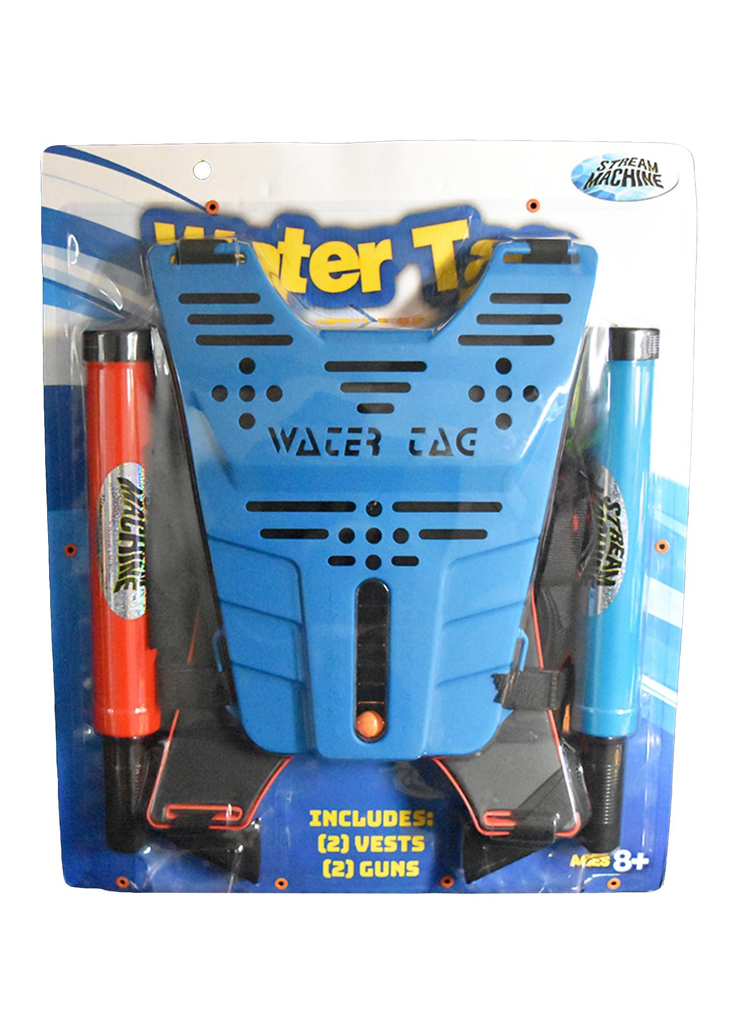 Stream Machine Stream Machine Water Tag Set, Water Launcher for Outdoor Games and Swimming Pool Toy for Kids and Adults, with Two Stream Machine Water Guns & Two Vests, Multicolor (80020)