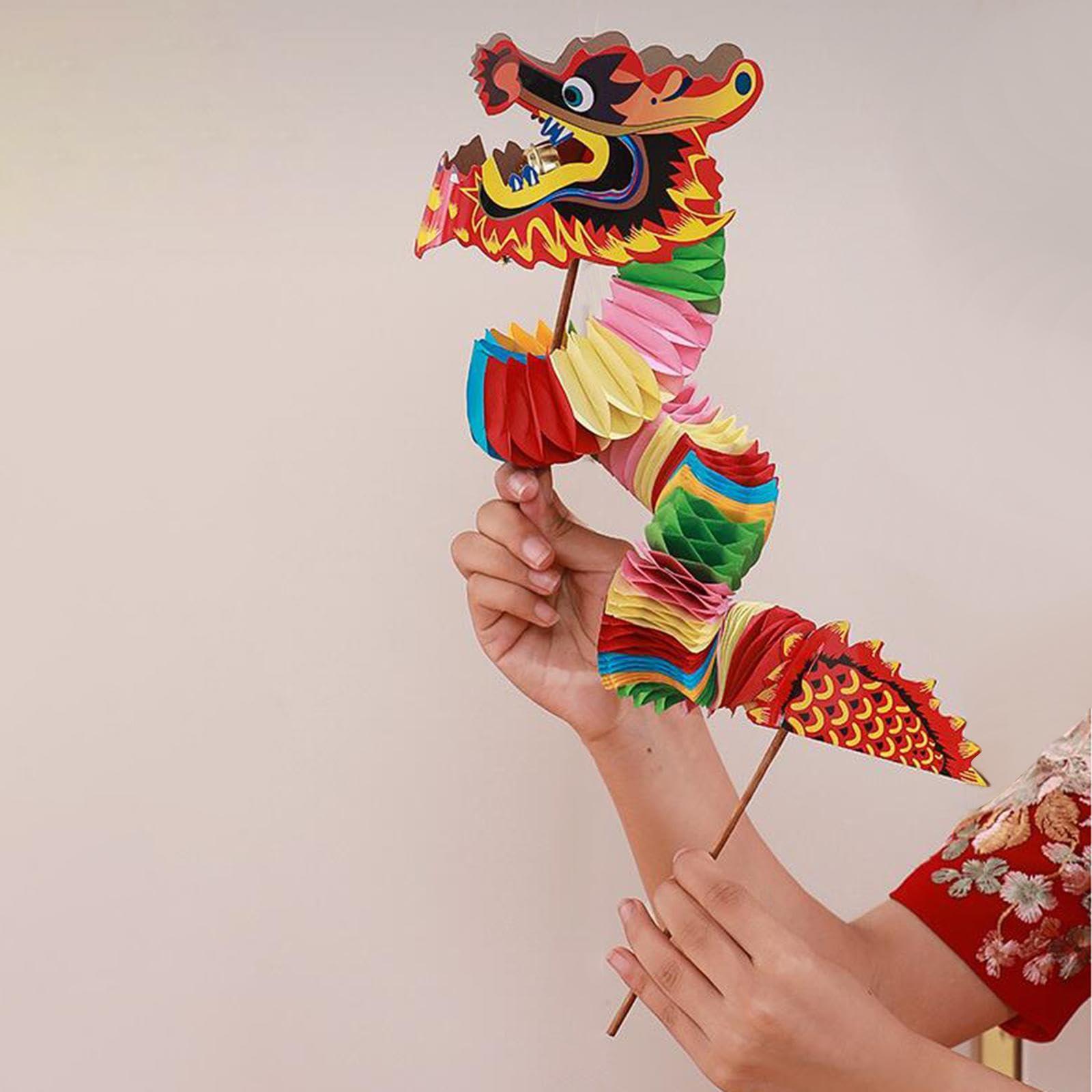 Luwecf Luwecf Chinese Paper Dragon Chinese New Year Dragon Crafts Banner DIY Set Chinese New Year Dragon Garland for New Year Kindergarten, Style A