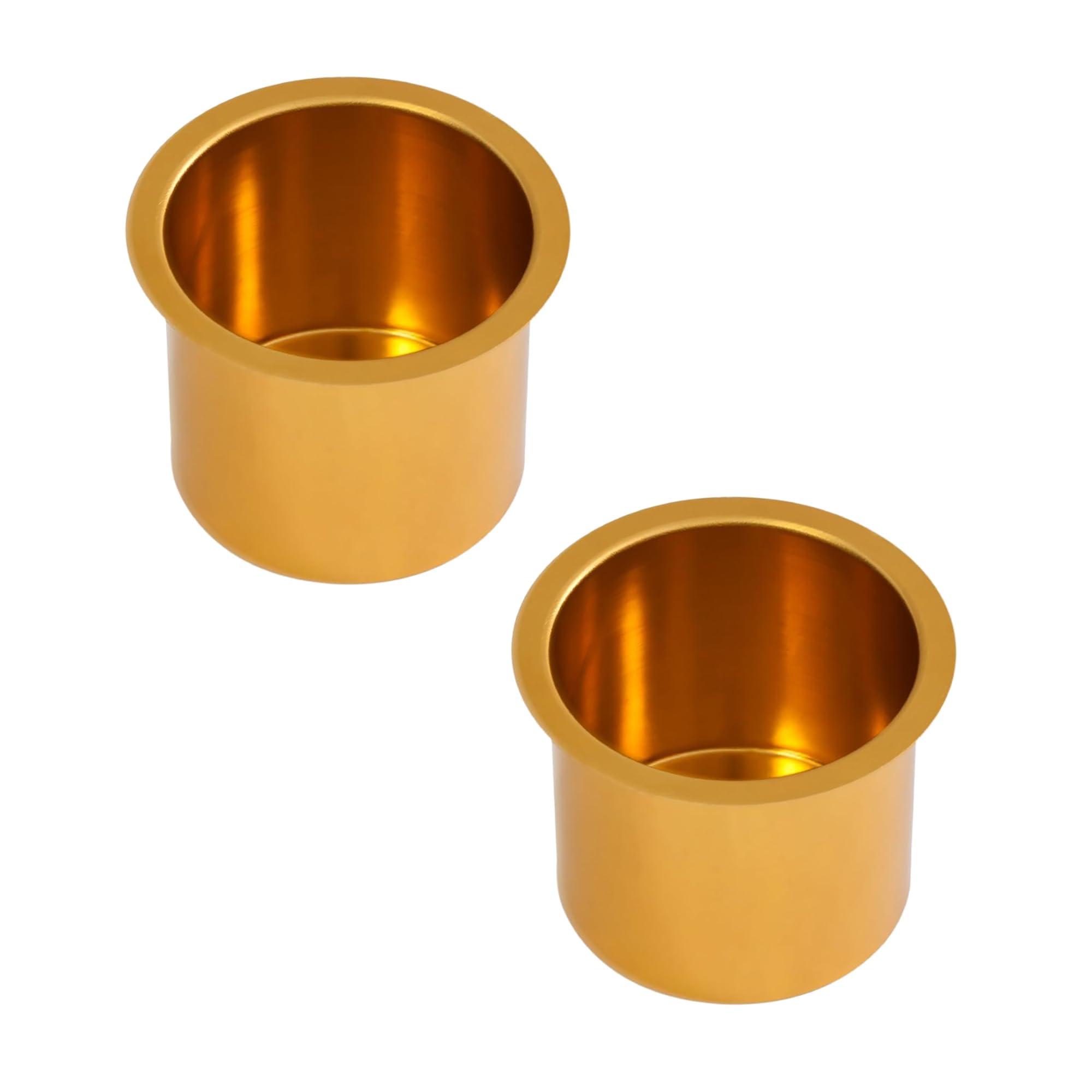 GSE Games & Sports Expert GSE Games & Sports Expert Jumbo Aluminum Cup Holder, Drop-in Cup Holder for Casino Poker Tables, Work Desks, Boats, RVs, Cars & Trucks (Gold, 2-Pack)