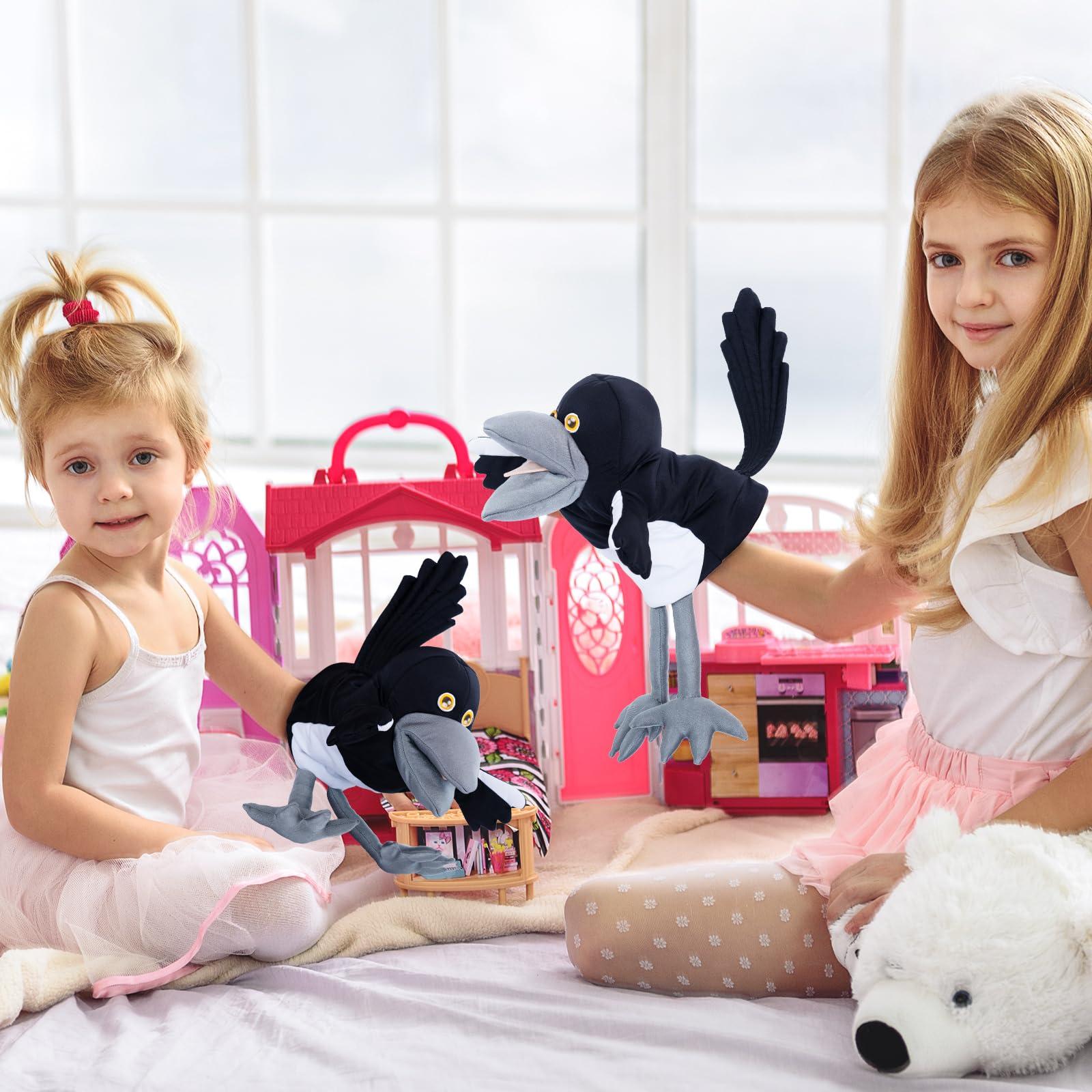 STEVE and MAGGIE Steve and Maggie Plush Toy, Soft Magpie Plush Toy, Bird Hand Puppet, Bird Puppet, Educational Bird Toys, Sensory Toys, Animal Puppet for Kids (Big)