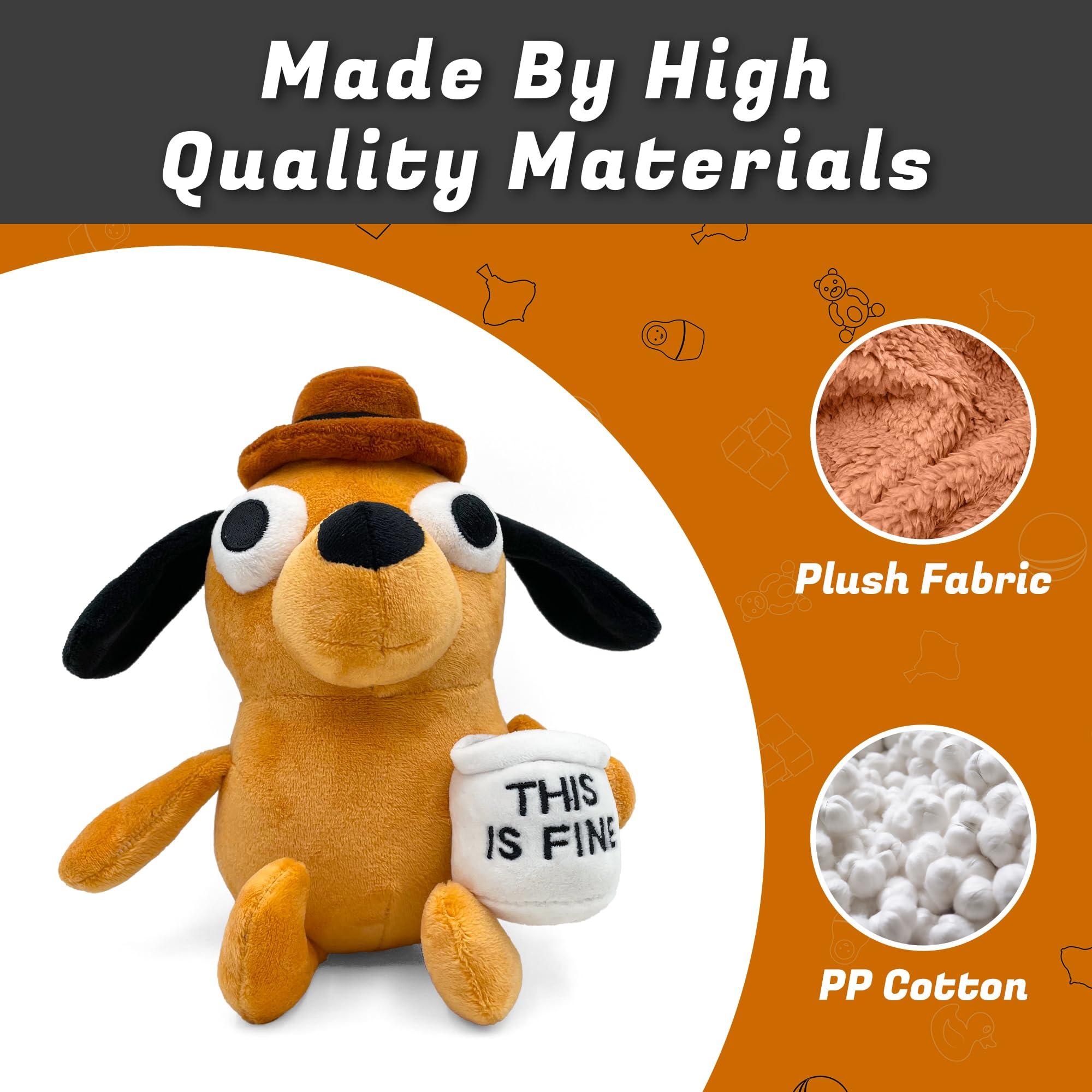 Adenzai Adenzai This is Fine Dog Plushie | Funny Coffee Dog Meme Plush | Hilarious Office Decor & Stuffed Animal Toy | Perfect for Xmas, Birthday, or Office Worker Gifts