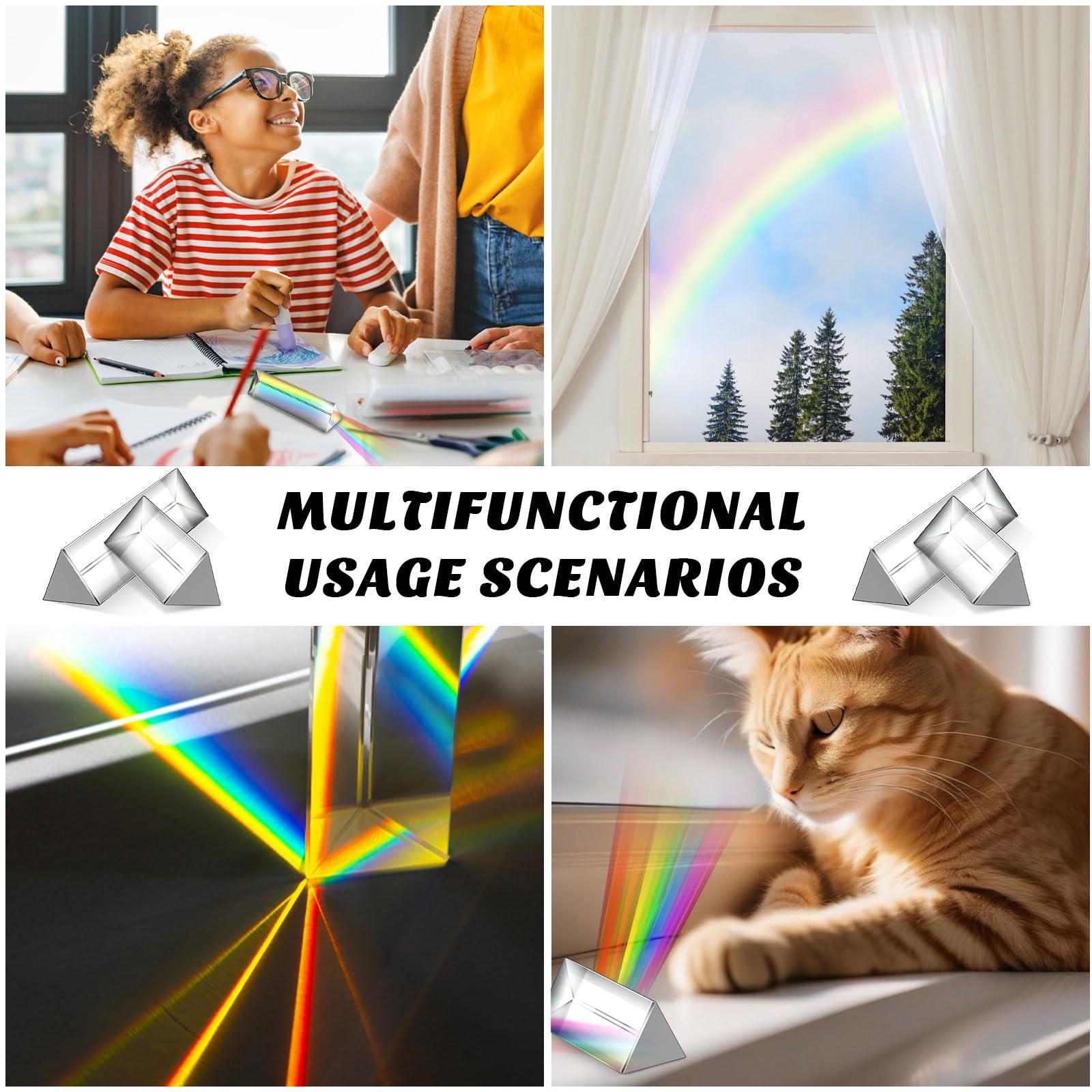 Kanayu Kanayu 12 Pack Clear Triangular Prism Optical Glass Triangular Prism Triple Prism for Photography Effects Physics Teaching Light Spectrum Optics Prism (2.5 Inch, 4 Inch)