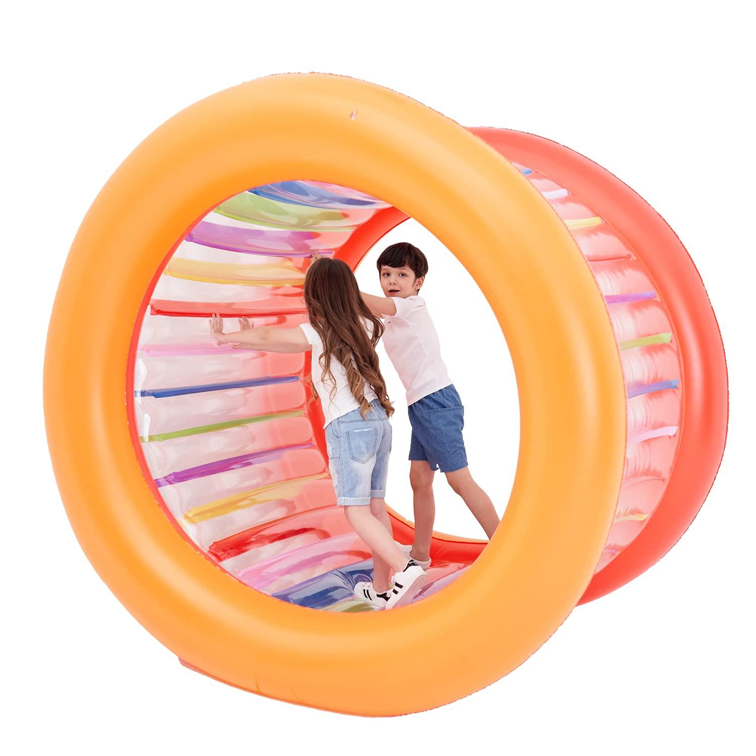 Tzsmat Tzsmat 73\" Diameter Inflatable Giant Colorful Rolling Wheel for Pool Outdoor Backyard Lawn