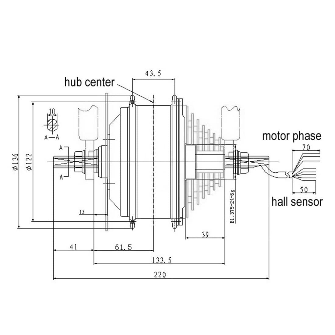 L-faster 24V/36V 250W Electric Bike Brushless Motor Kit Electric Bicycle Conversion Kit Youe Rear Hub Motor Fit Disc Brake and Speed Gear (48V)