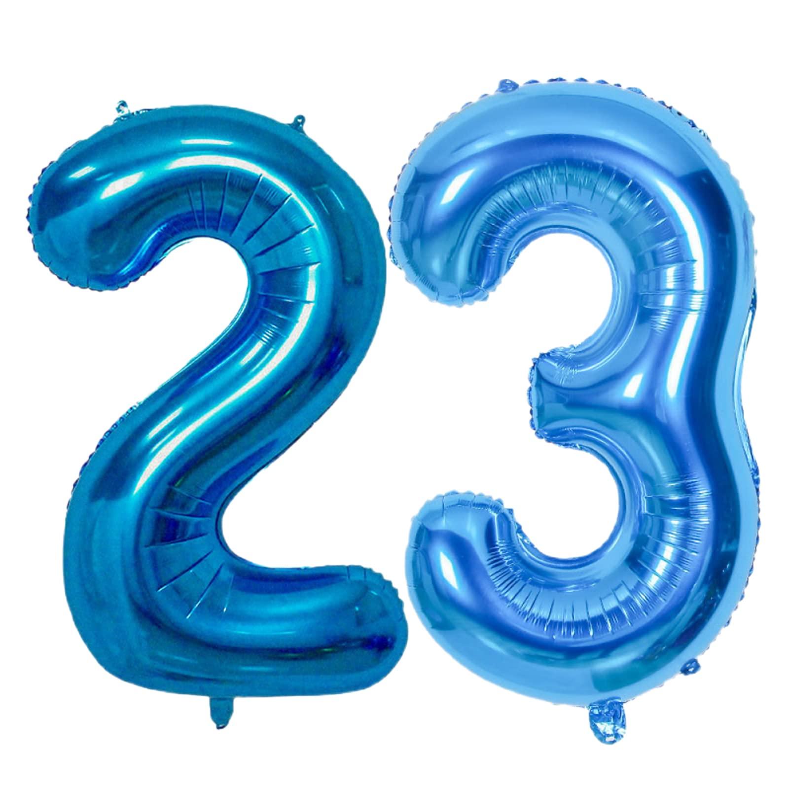 Shikuer Number 23 Balloons 32 inch Digital Balloon Alphabet 23th Birthday Balloons Digit 23 Helium Balloons Big Balloons for Birthday Party Supplies Wedding Bachelorette Bridal Shower, Blue Number 23