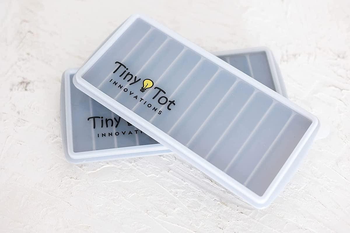 Tiny Tot Innovations Breast Milk Freezer Storage Trays, 10-1oz Bars, 2 Silicone Tray Containers w/Leak Resistant Lids, Food Grade Silicone (Milk Trays)
