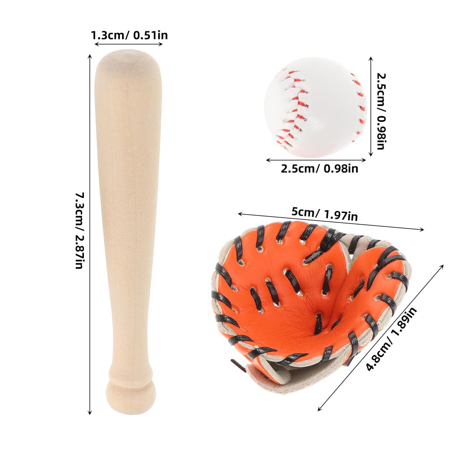 TOYANDONA TOYANDONA Mini Baseball Bat Miniature Toy Miniature Baseball Bats Gloves Kit Miniature Dollhouse Accessories Simulation Tiny House Baseball Decorations Mini Baseball Bat Glove and Ball Dollhouse Play