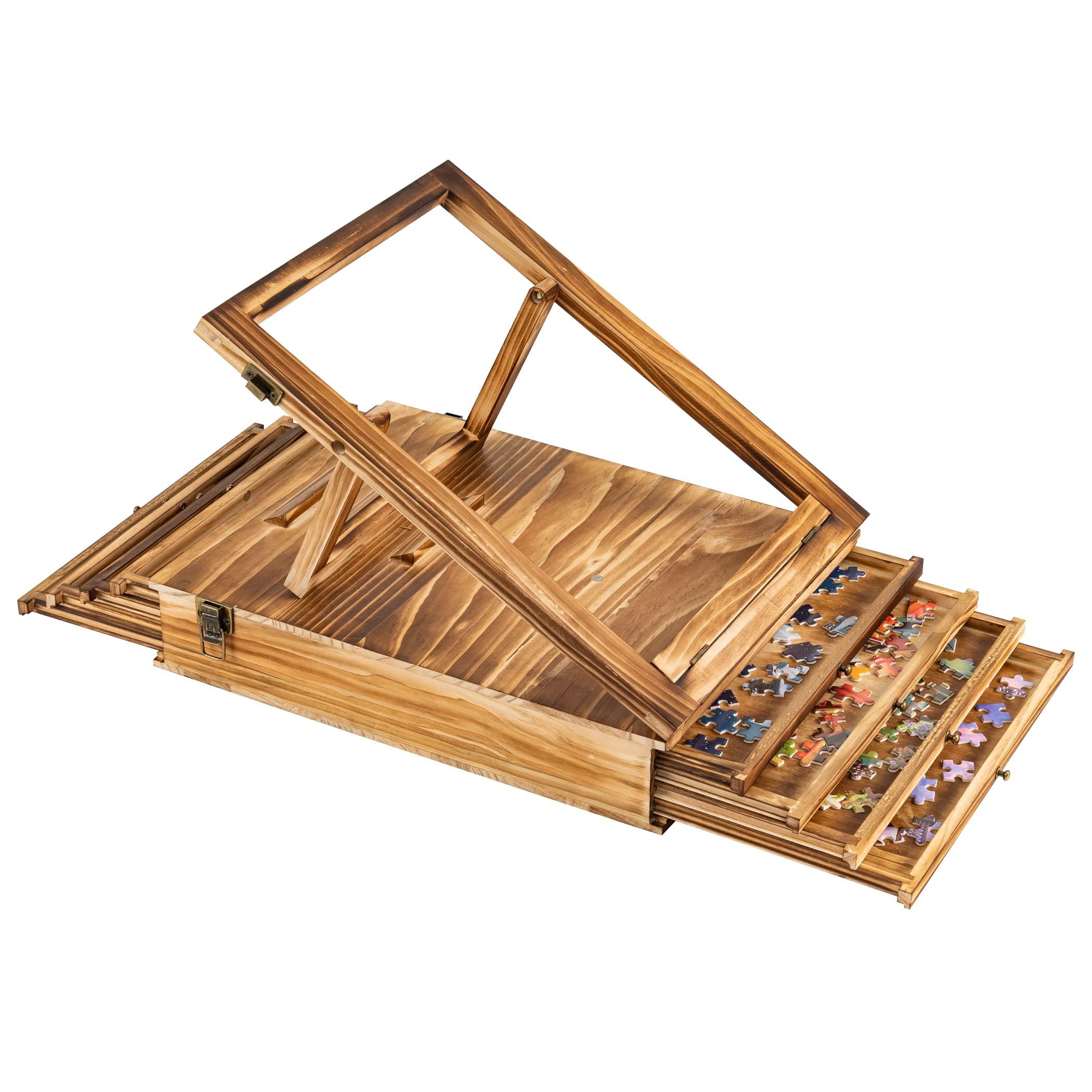 LAVIEVERT Lavievert Jigsaw Puzzle Sorting Trays & Puzzle Bracket Set, Adjustable Puzzle Easel Holder for Puzzle Board, Wooden Puzzle Sorters with Drawer Design for Up to 1500 Pieces - Comes with NO Puzzle Board