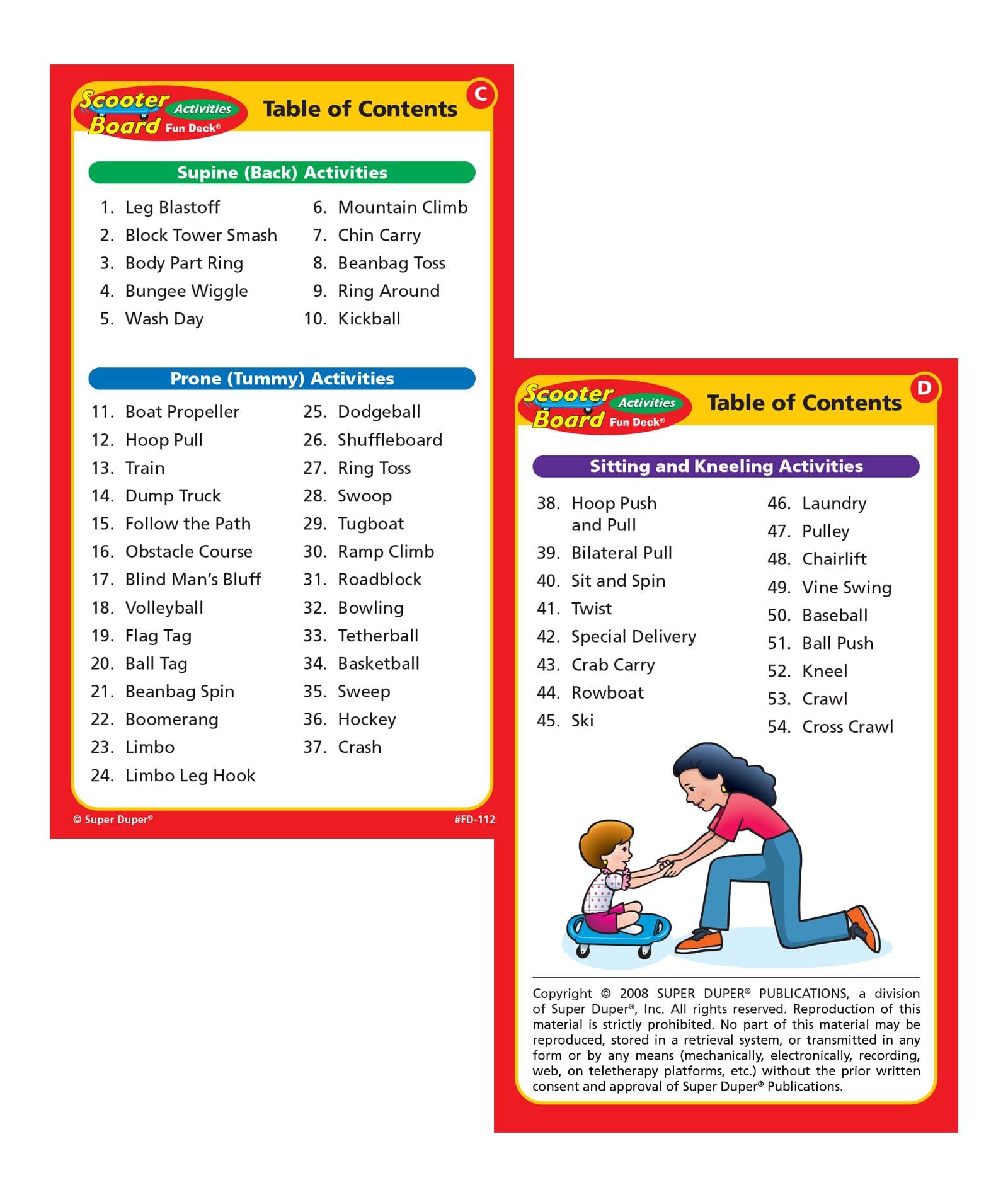 Super Duper Publications Super Duper Publications | Scooter Board Activities Fun Deck | Occupational Therapy Flash Cards | Educational Learning Materials for Children