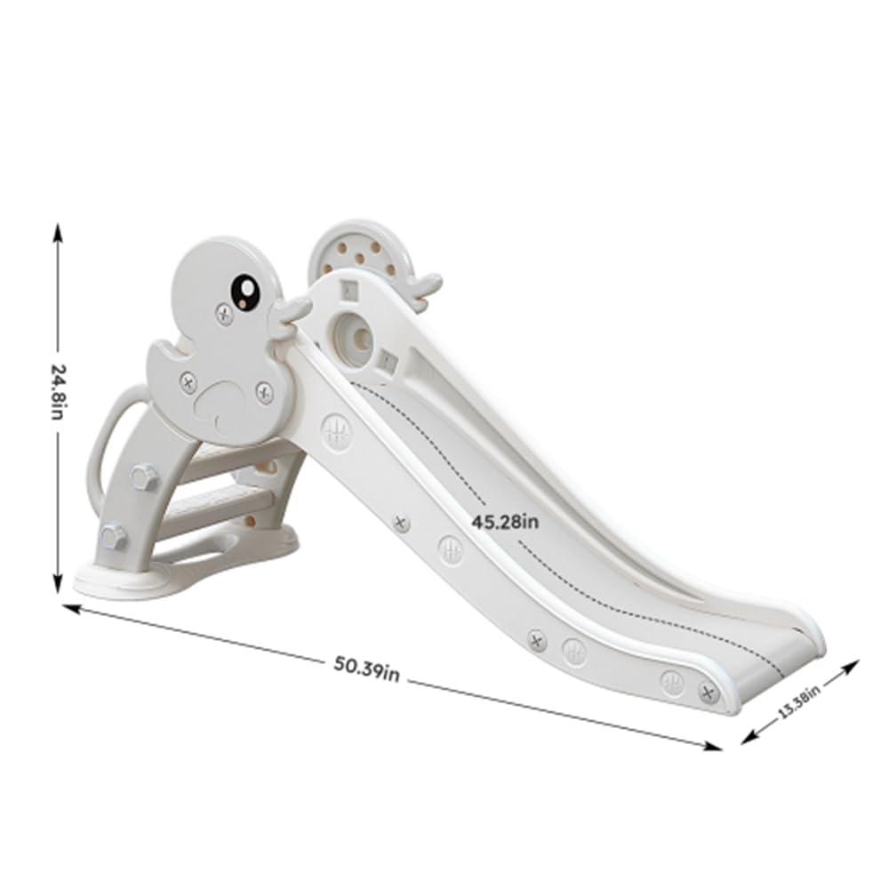 ToysCentral Basics Kid Slide for Toddler Age 1-3 Indoor Plastic Slide Outdoor Playground Climber Slide (Duck Grey White)