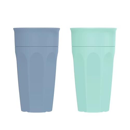 Dr. Brown's Dr. Brown's Milestones Cheers 360 Training Cup for Toddlers & Babies, Leak-Free Sippy Cup, Blue/Aqua, 10oz/300mL, 9m+, 2 Pack (Colors May Vary)
