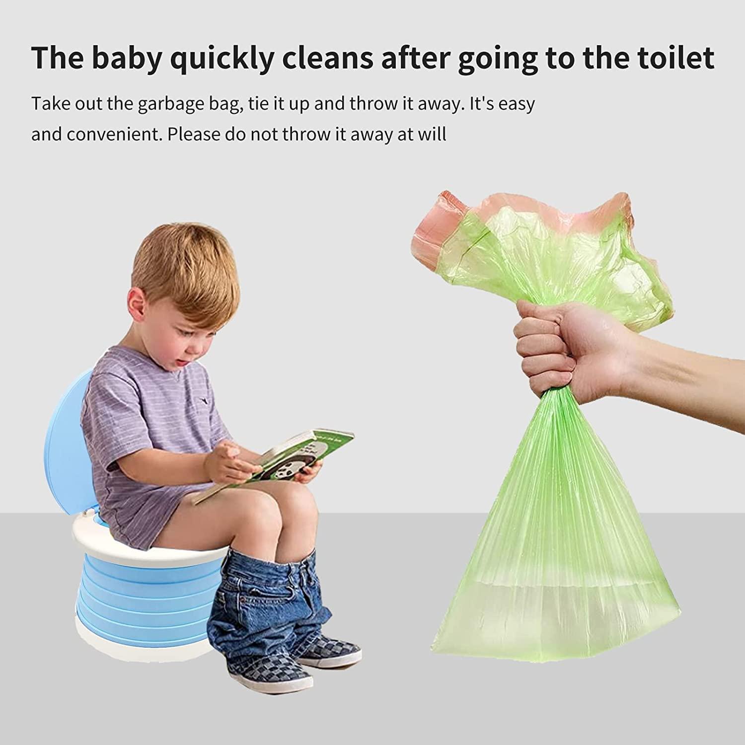 SunnySmile portable, foldable potty seat for toddler, Training Toilet Seat Emergency Toilet for Car, Camping, Outdoor, indoor (light blue, small)