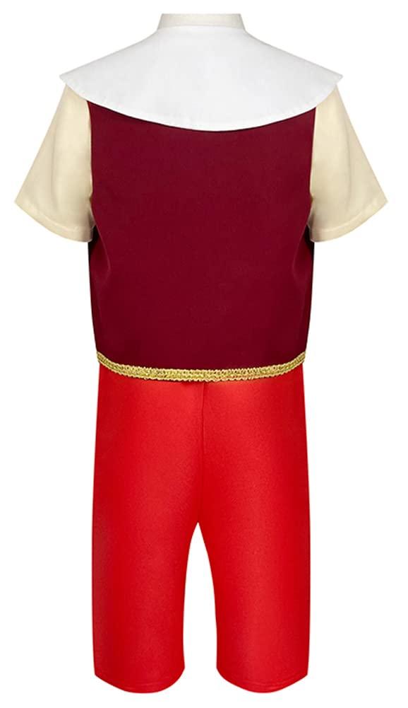 Occipa Boys Puppet Costume for Kids Puppet Cosplay Shirt Vest Pants Full Set with Hat for Halloween Outfits (Red, Small (4Y))