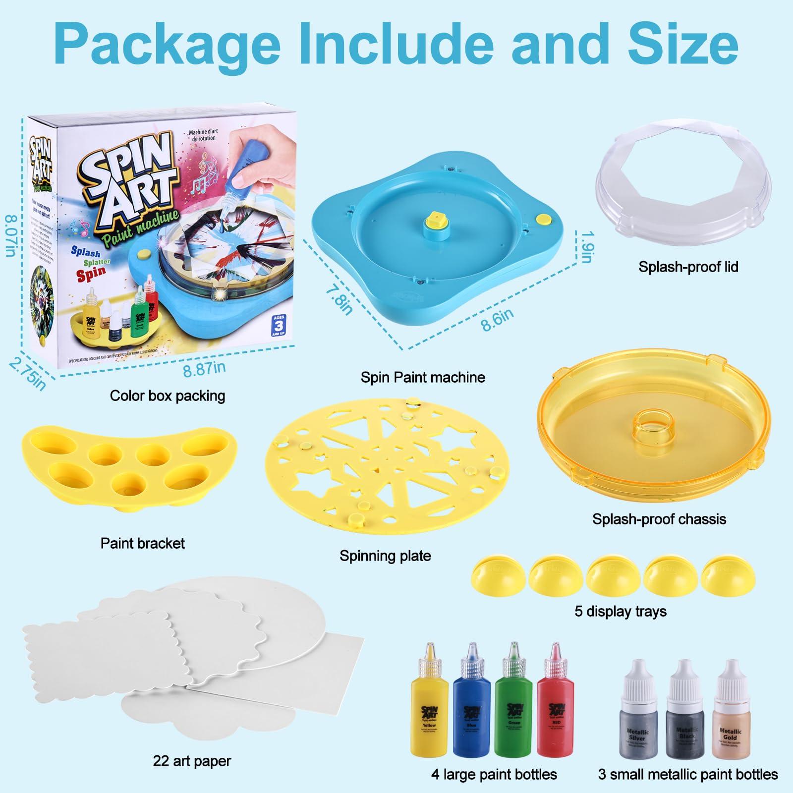 Eofeir Eofeir Paint Spin Art Machine Kit for Kids Stress Reducing Toys for Blue Arts and Crafts Set Gifts with Light & Music for Boys & Girls Ages 4 5 6 8 9 10 12 Flexible Splatter Guard,Easy to Wash