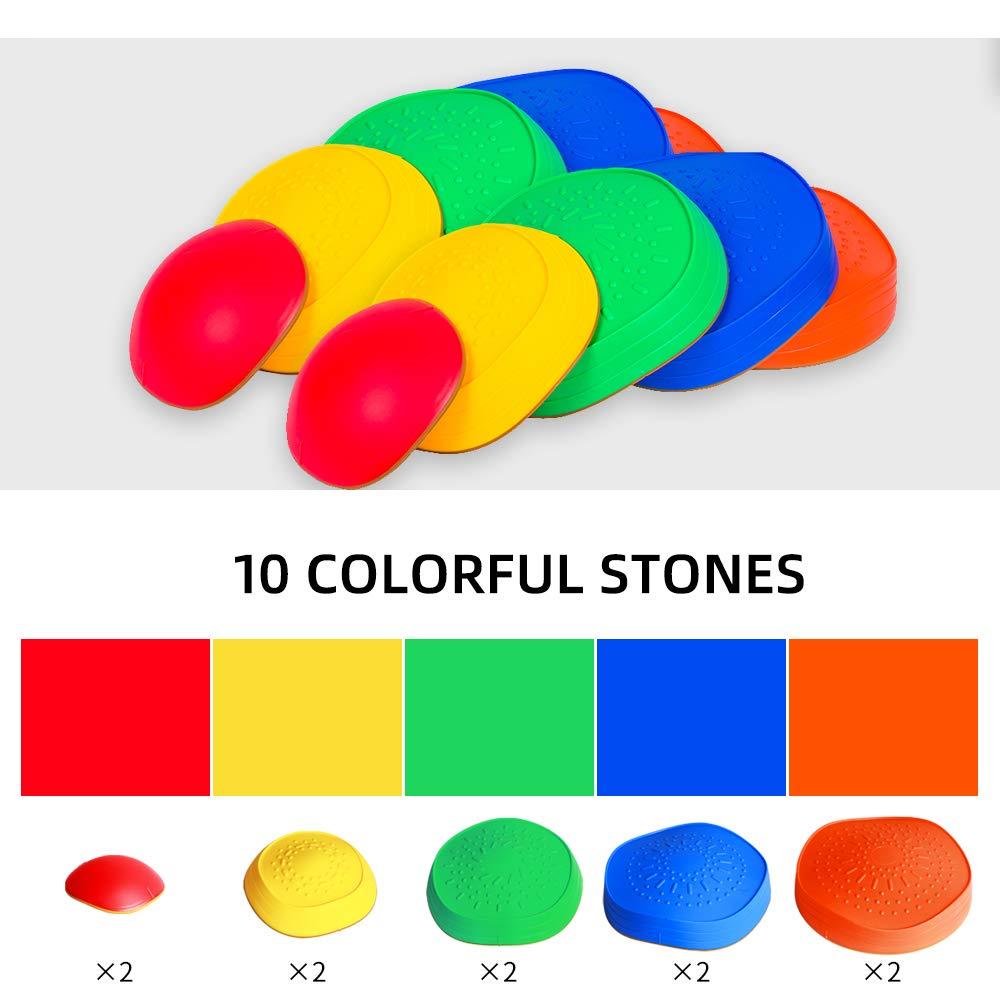 OMNISAFE OMNISAFE 10 Pcs Balance Stepping Stones for Kids, Non-Slip Textured Surface and Rubber Edges, Indoor & Outdoor Obstacle Course Toy for Toddlers, Exercise Coordination & Strength, Sensory Toy