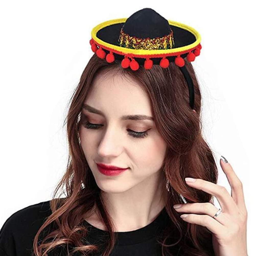 zuoshini Cinco de Mayo Fiesta Sombrero Mexican Party Decorations, 3 Pieces Sombrero Hats Mini Mexican Party Hat with Headband for Kids Boys Girls Adults