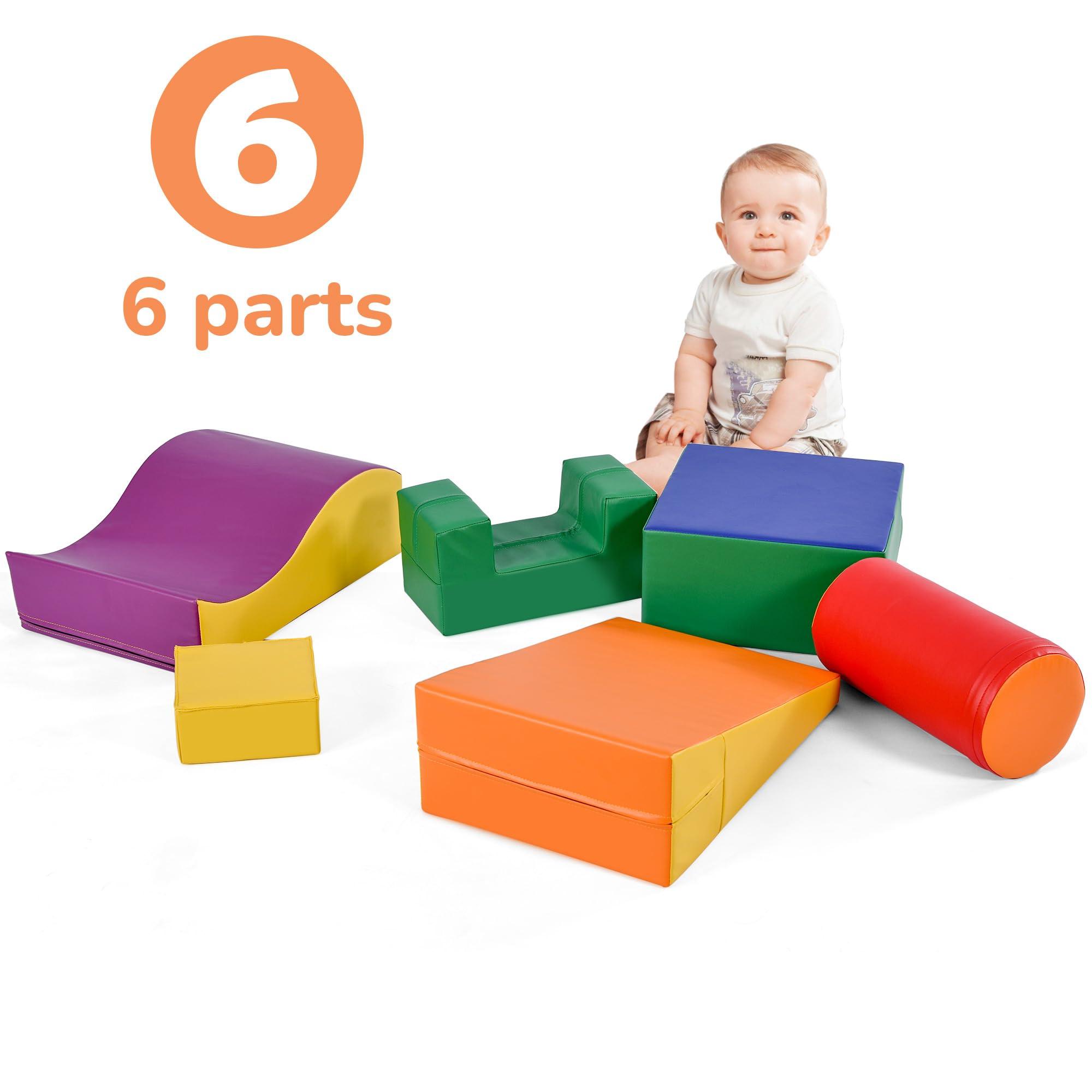 Fulvari Fulvari Soft Climbing Toys for Toddlers, 6 in 1 Colorful Indoor Climb and Crawl Activity Playset,Soft Foam Indoor Active Playset for Stacking Crawling and Sliding at Home