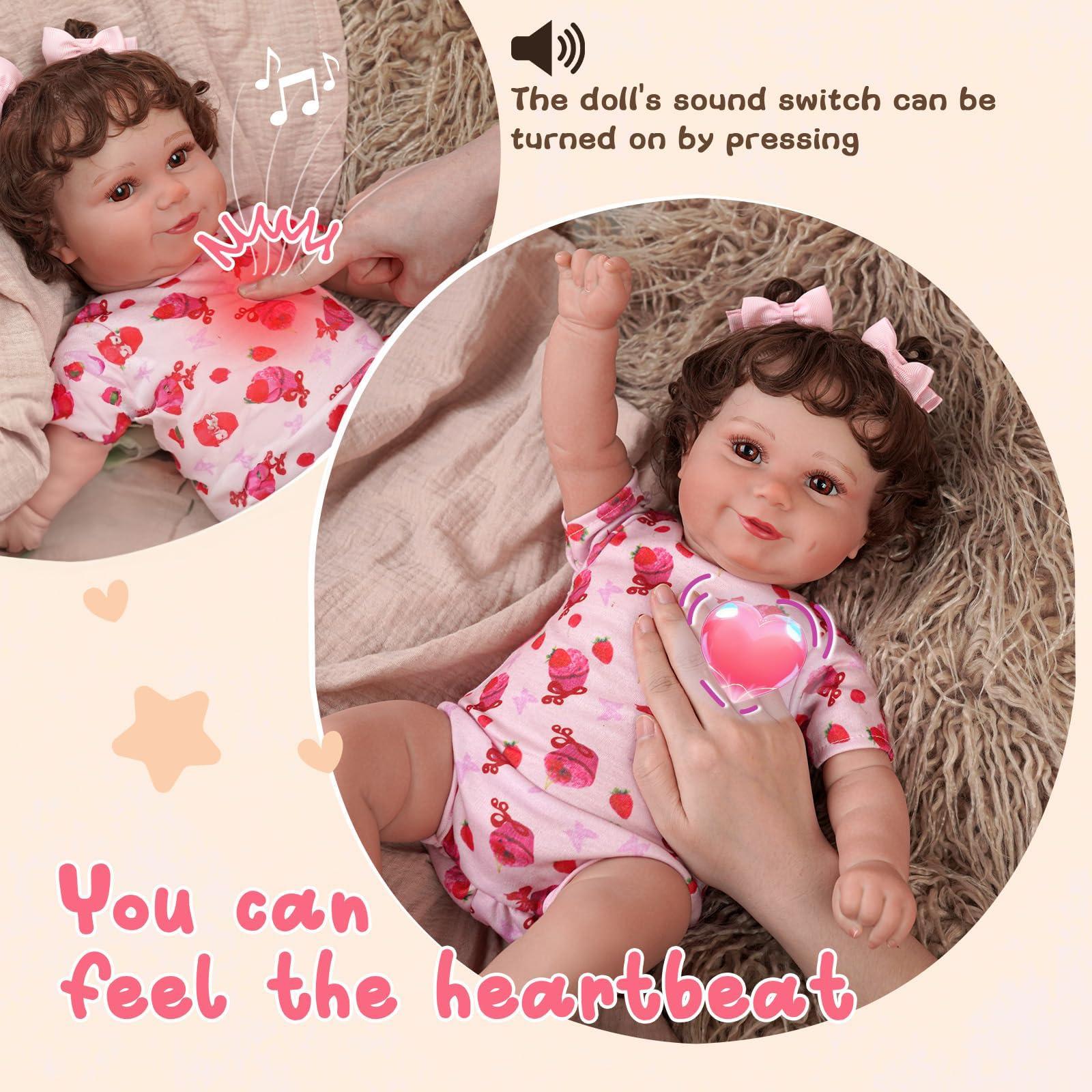 BABESIDE BABESIDE Lifelike Reborn Baby Doll with Heartbeat Maddy, 20 inch Handmade Reborn Baby Dolls Girl with Crying and Babbling Voice, Real Baby Dolls That Look Real for Girls Boys Kids Age 3+