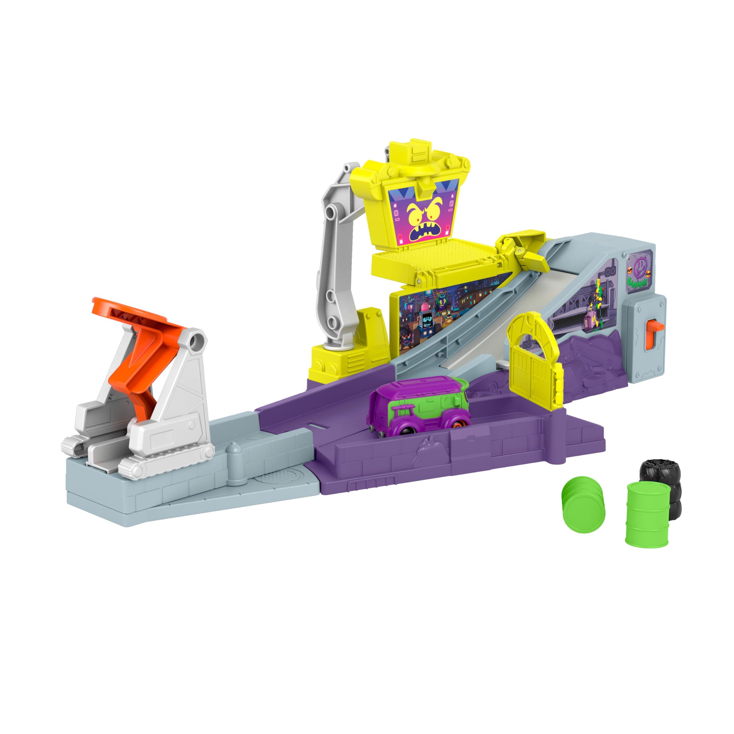 Fisher-Price Fisher-Price DC Batwheels Toy Car Playset, Legion of Zoom Launching HQ with Ramp & Launcher Plus Prank The Joker Van, Ages 3+ Years, HNP07