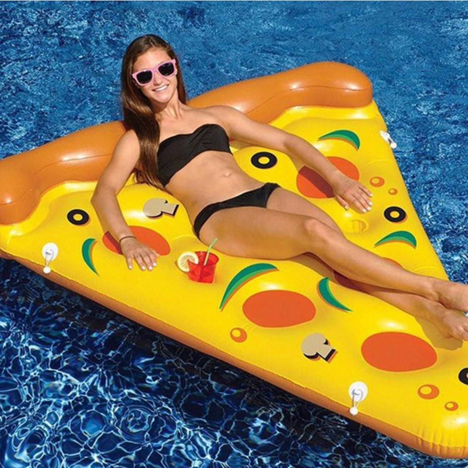 ROTORS ROTORS Inflatable Pizza Float Outdoor Deluxe Pizza Slice Pool Float Summer Water Lounger Color Entertainment Floating Bed Pool Ride Swimming Fun Decoration for Parties, Events