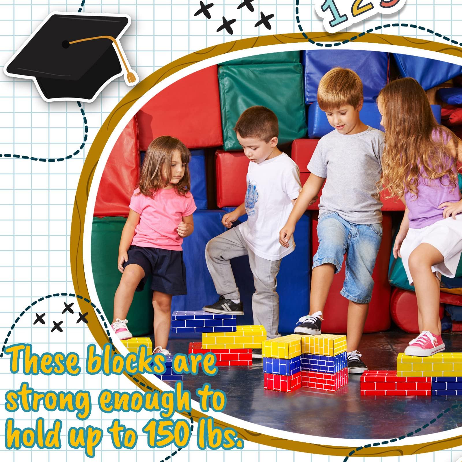 Nuanchu Nuanchu 60 Pcs Cardboard Building Blocks Large Cardboard Blocks for Kids Jumbo Square and Rectangle Thick Cardboard Pretend Brick for Building and Stacking Game(Classic Shapes)