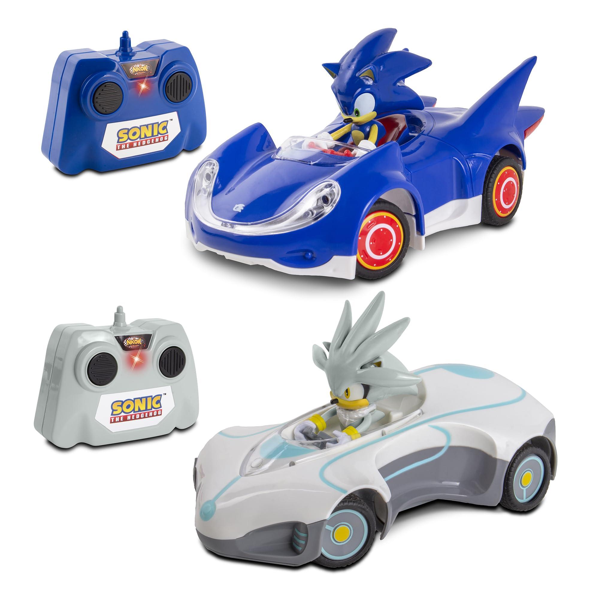 NKOK NKOK 1/28 Scale 2.4GHz RC Sonic 2PK RC Sonic & Silver; Officially Licensed; Full Function Radio Control; Detailed 6.5 Vehicle and Character; Grippy Tires; Adjustable Front Wheels