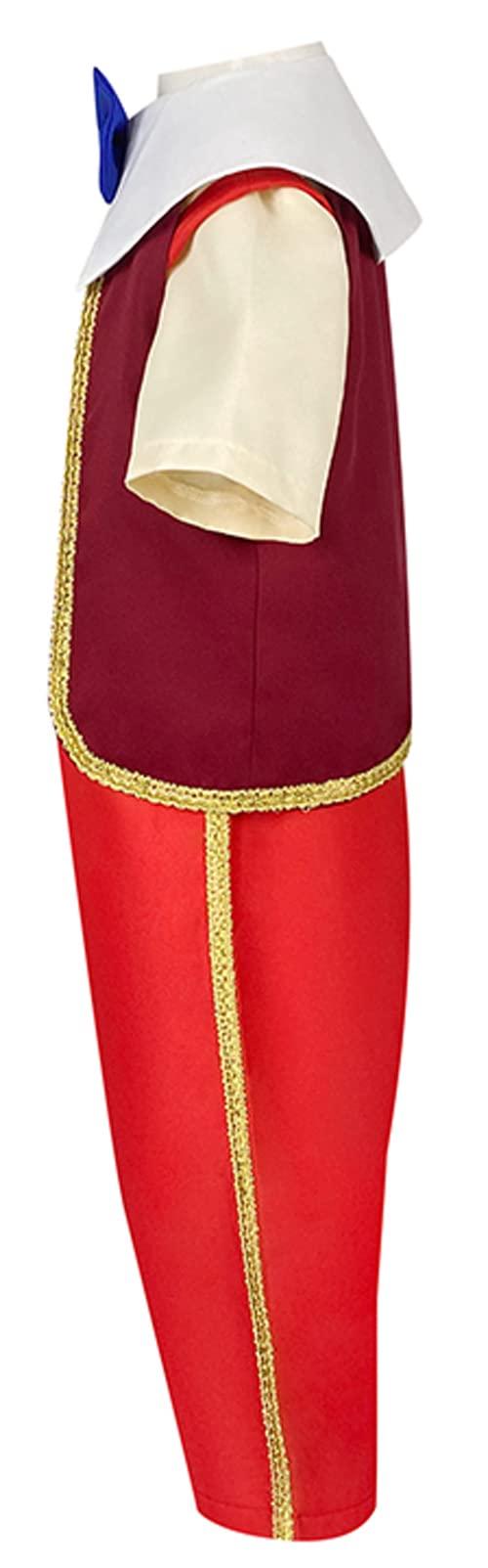 Occipa Boys Puppet Costume for Kids Puppet Cosplay Shirt Vest Pants Full Set with Hat for Halloween Outfits (Red, Small (4Y))