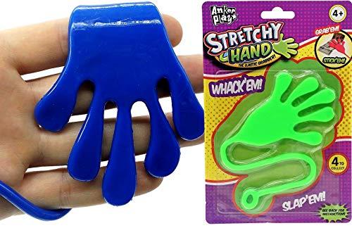 Jumbo Giant Sticky Hand for Kids Stretchy Snap Toys Pack of 24 by Fun a Ton. Great Sticky Hands Party Favors Birthday Toy Supplies Pinata filler Bulk toys Stocking Stuffers Goody Bags. 400044 24