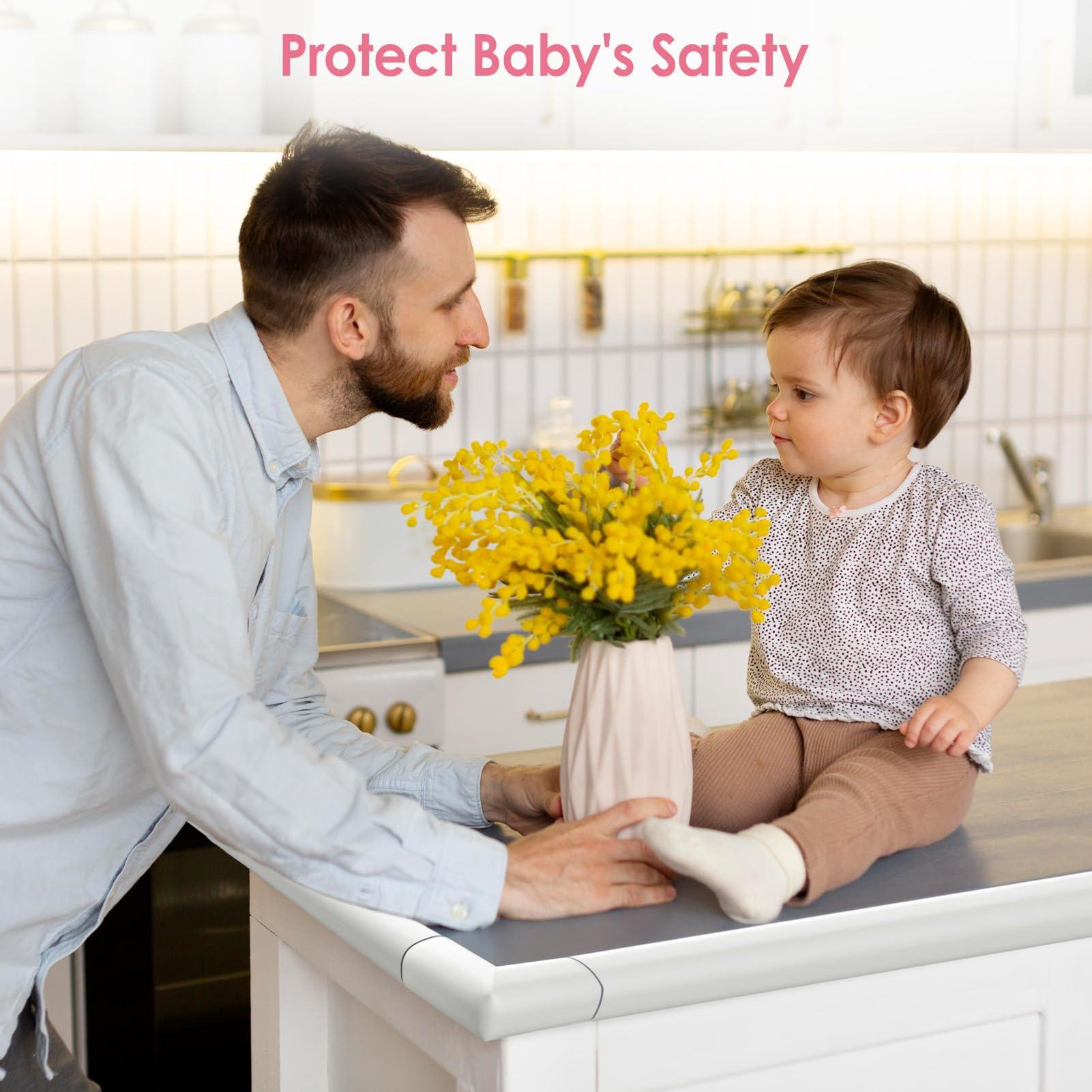 kert Baby Proof Corners and Edges, (Large 16.5FT Edge +8 Corners) Baby Proofing Corner Guards, Soft Rubber Foam Edge Protector, Furniture Tables Bumper Guard for Baby Safety, White