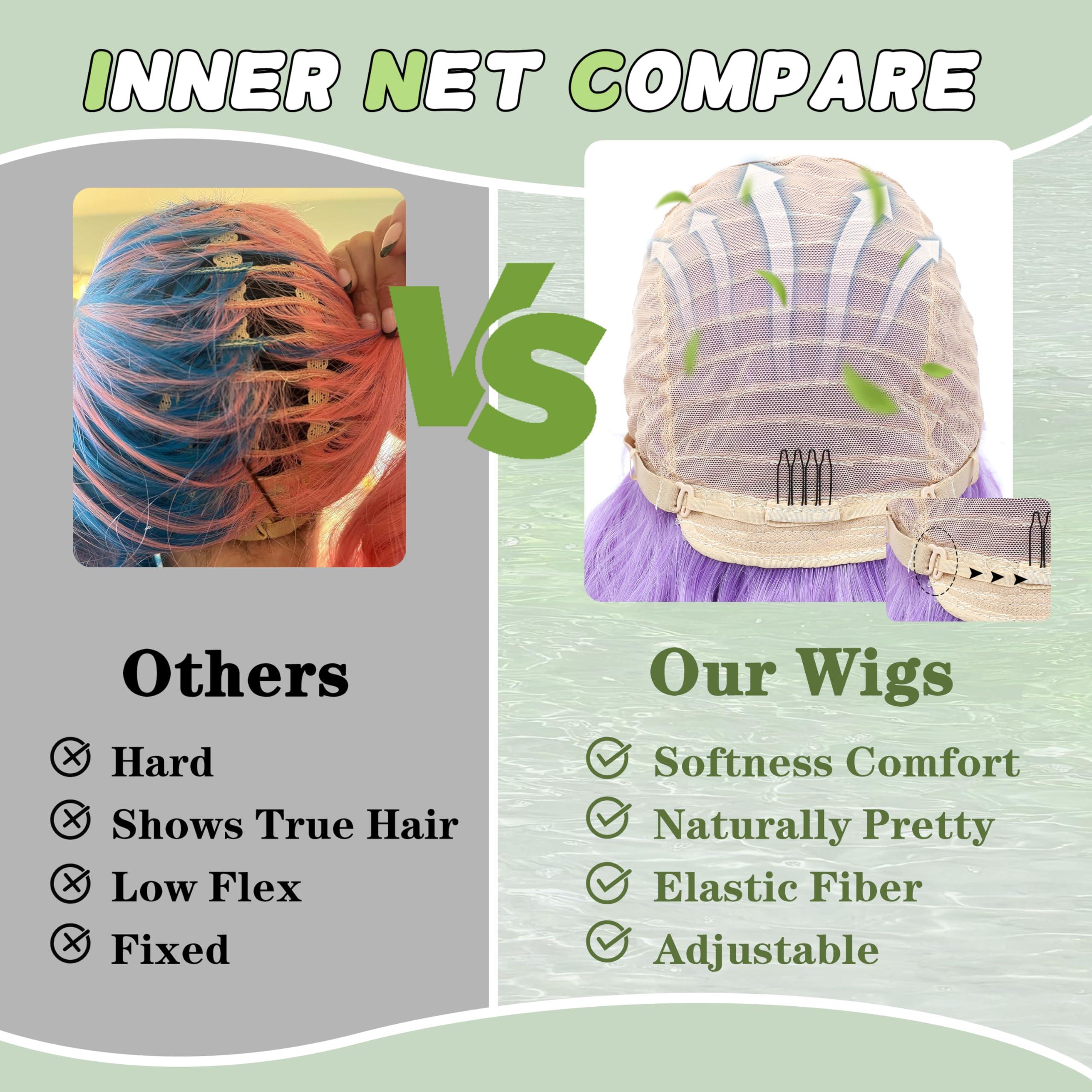 BUPPLER BUPPLER Kids Purple Wig with Bangs 14 Inch Halloween Cosplay Wigs for Kids Girls Wavy Hair Synthetic Wig with Upgraded Strands,Shoulder Length Wig for Costume Parties (14 Inch,Purple)