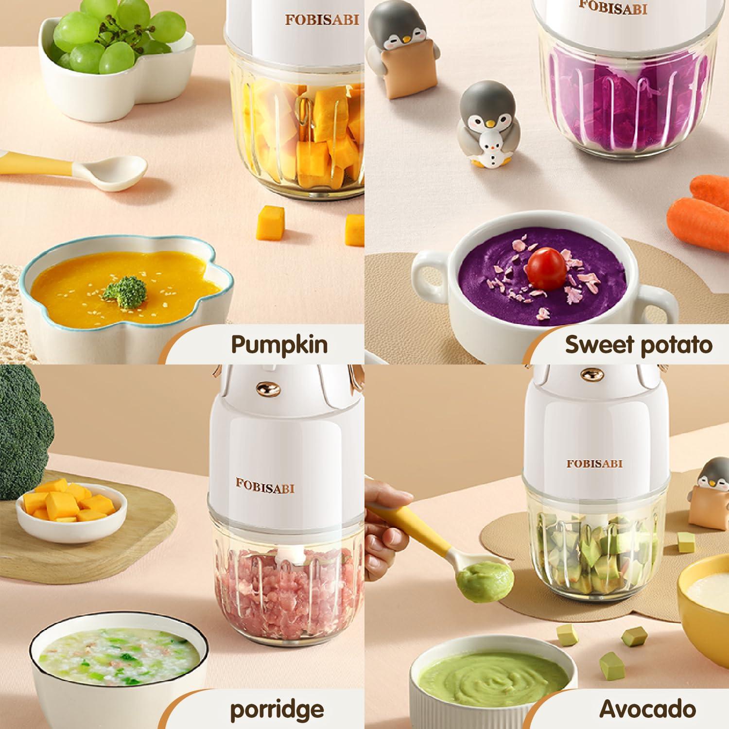 FOBISABI Baby Food Maker - Baby Food Processor Baby Food Blender for Baby Food, Fruit, Vegatable, Meat, Baby Food Puree Maker Make Fresh and Nutritious Meals for Your Little One (White)