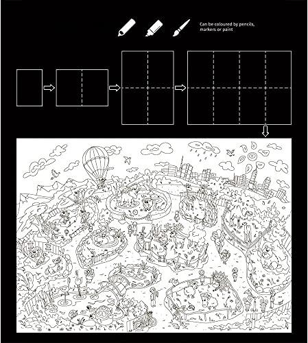 O'Kroshka Big giant coloring poster colorings for children Zooland. Coloring pages for kids and adults. Color me posters for family (33.08 x 46.5 in)