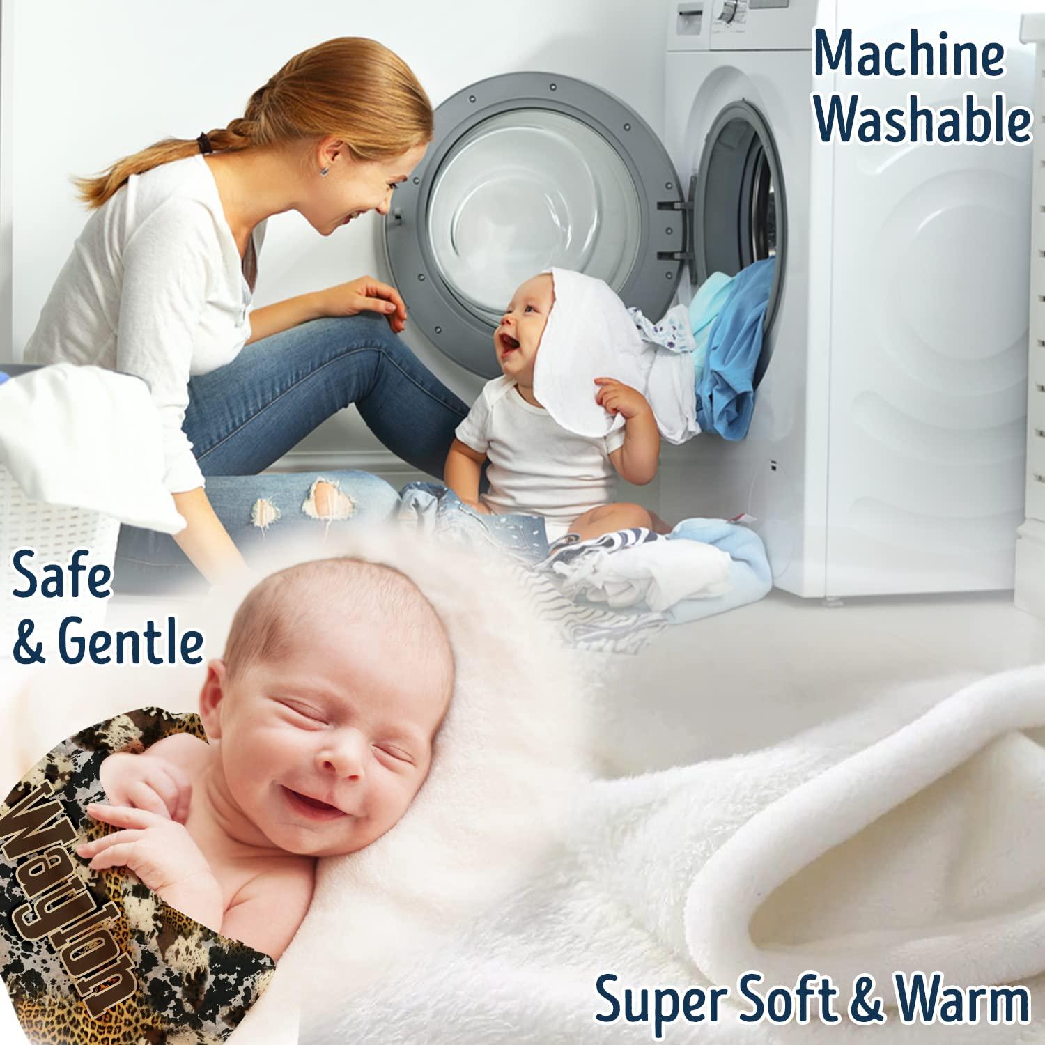 locobird Cow Print Blankets, Cowboy Baby Blankets, Baby Western Blankets, Personalized Baby Blankets for Girls Boys, Baby Stuff, Custom Baby Blankets Name Fleece Blankets for Newborn Infant Son Daughter