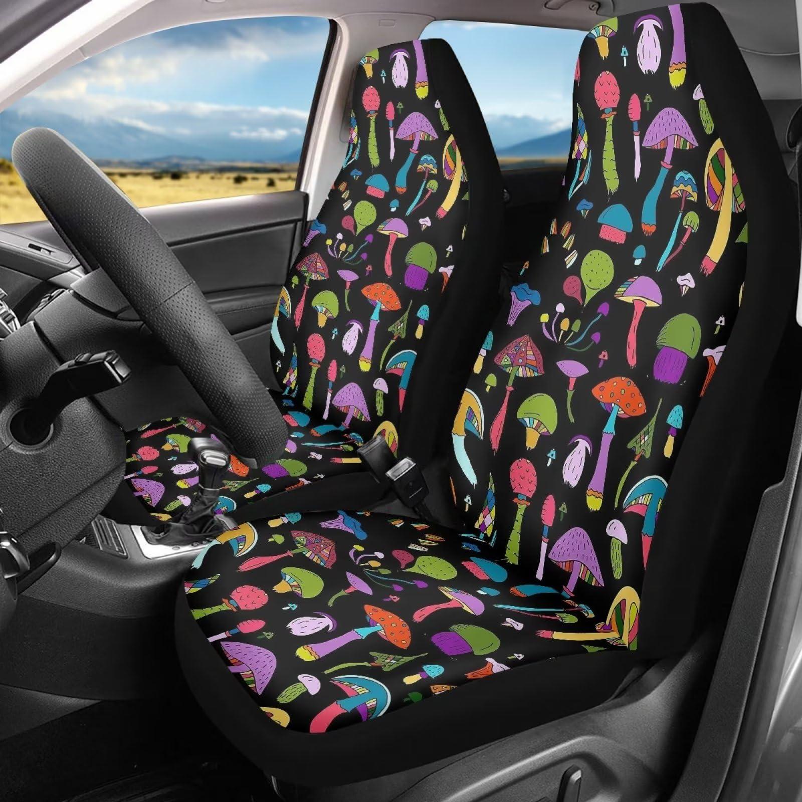Agoviwo Mushroom Graphic Car Front Seat Cover Novelty Christmas Car Seat Cover Car Accessories for Women Men