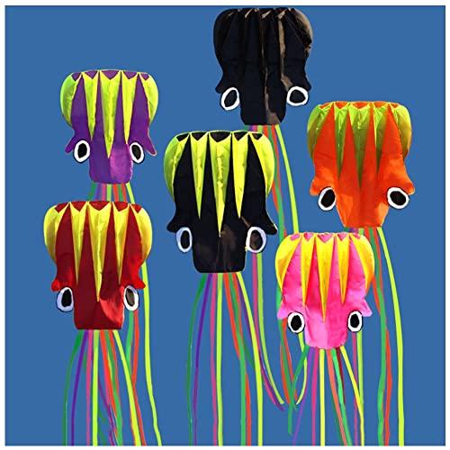 LSDRALOBBEB 5.5M Soft Octopus Kite with 100M Flying Line and Spool, Kids Beginner Kite Easy to Assemble and Fly, Easy Grip Handle LSDRALOBBEB 0408(Color:9,Size:)