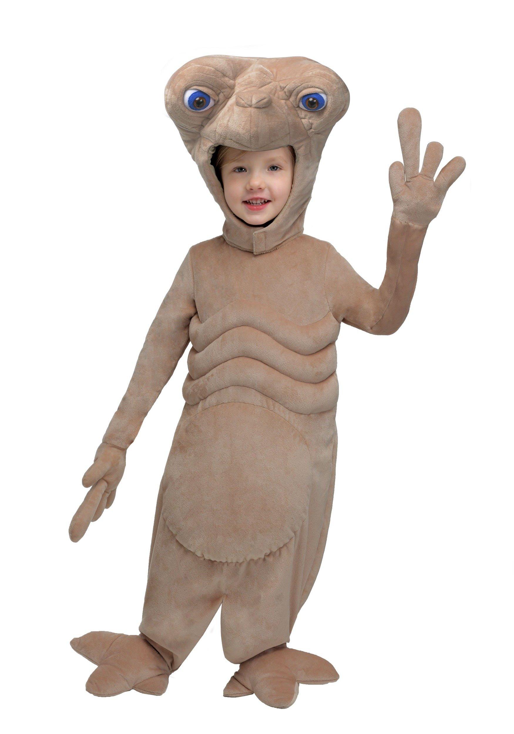 Fun Costumes Fun Costumes - E.T. Kids The Extra-Terrestrial Plush Costume Unisex, Cute Alien Halloween Outfit for Toddler Boys and Girls 4T Brown