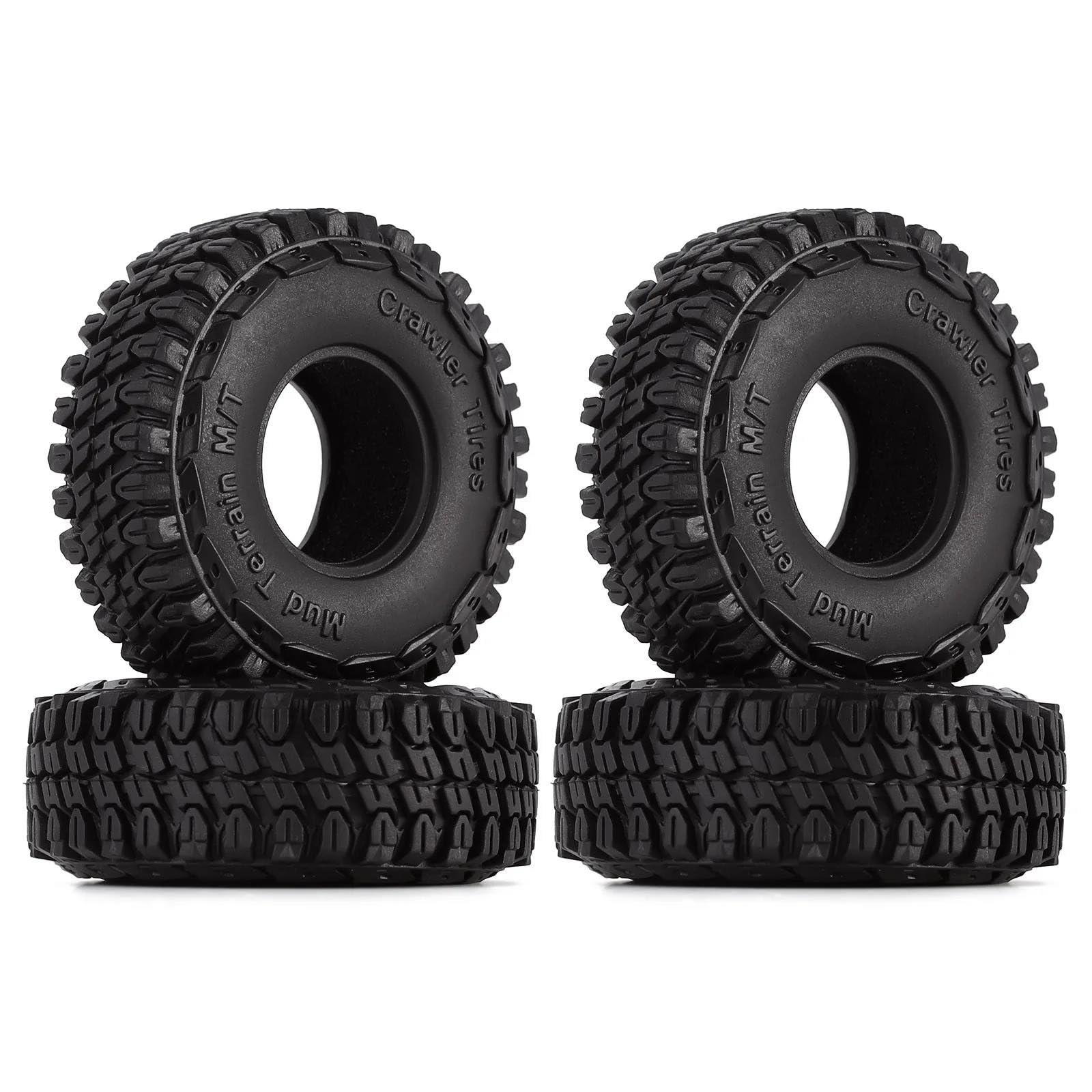 AMLIK AMLIK RC Car Accessories Compatible with Axial for SCX24 for Gladiator for AX24 1.0\"\" Soft Rubber Mud Terrain Wheel Tires for 1/18 1/24 RC Crawler Car Upgrade Part (T1002)