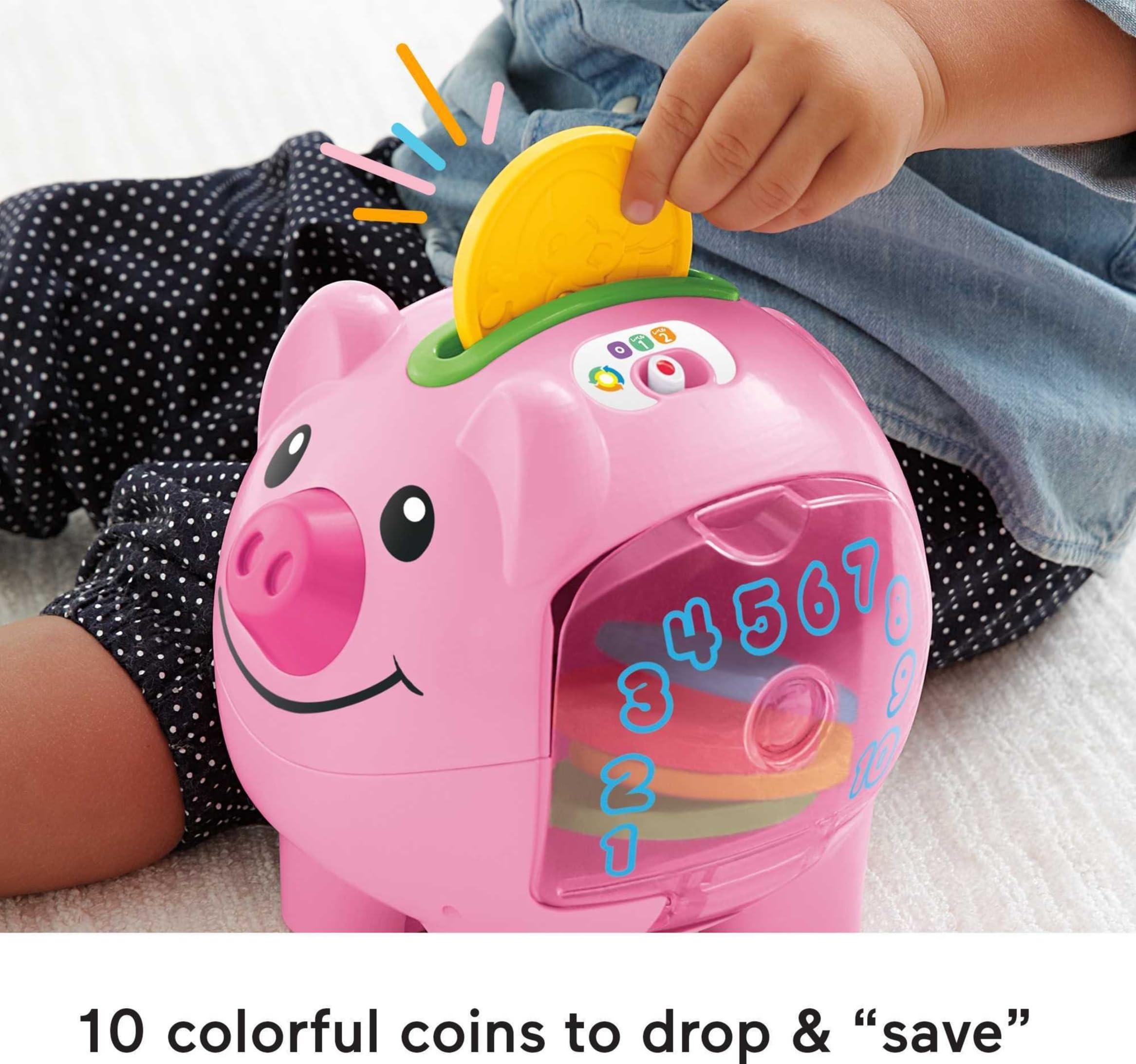 Fisher-Price Fisher-Price Baby & Toddler Toy Laugh & Learn Smart Stages Piggy Bank with Educational Songs & Phrases for Infants Ages 6+ Months