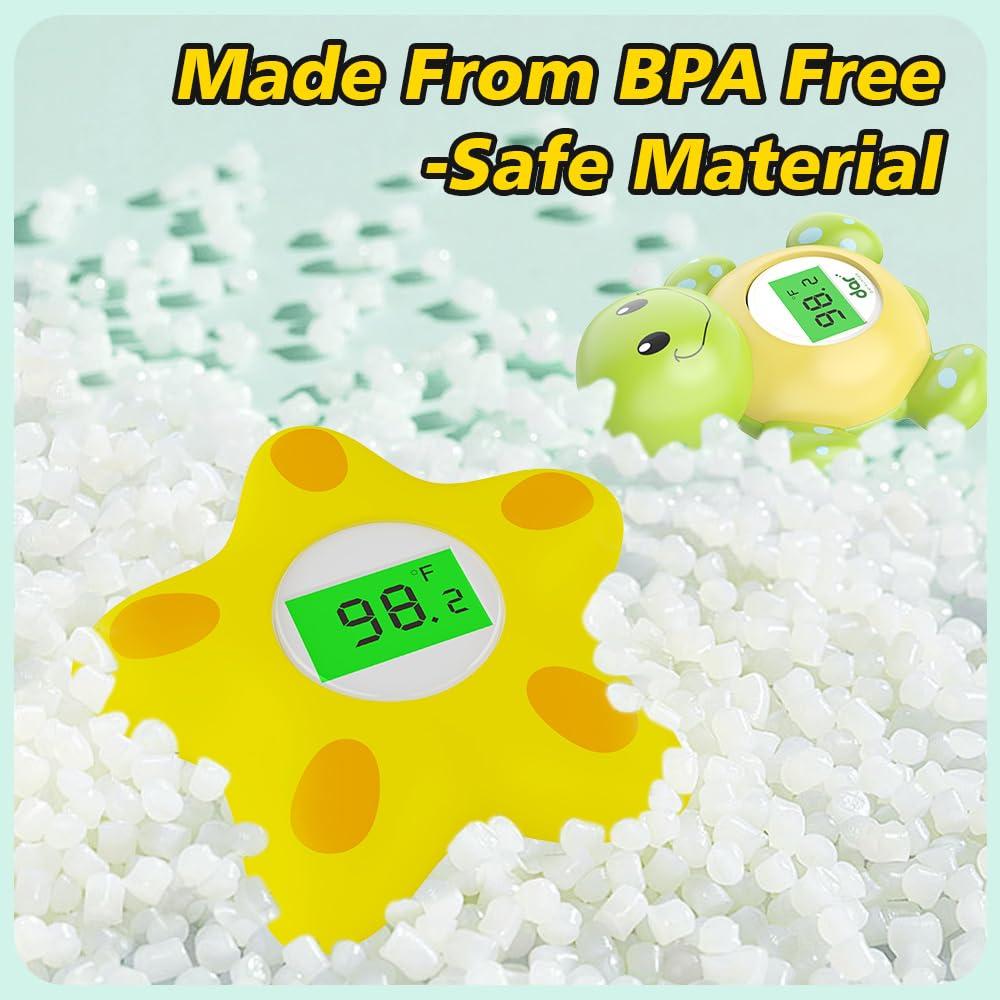 Miedecdel Baby Bath Thermometer, Infant Digital Water Thermometer Safety with 3 Color Backlit and Temperature Warning, Room Thermometer Floating Toy for Infant, Toddler, Bathtub, Swimming Pool (Yellow)