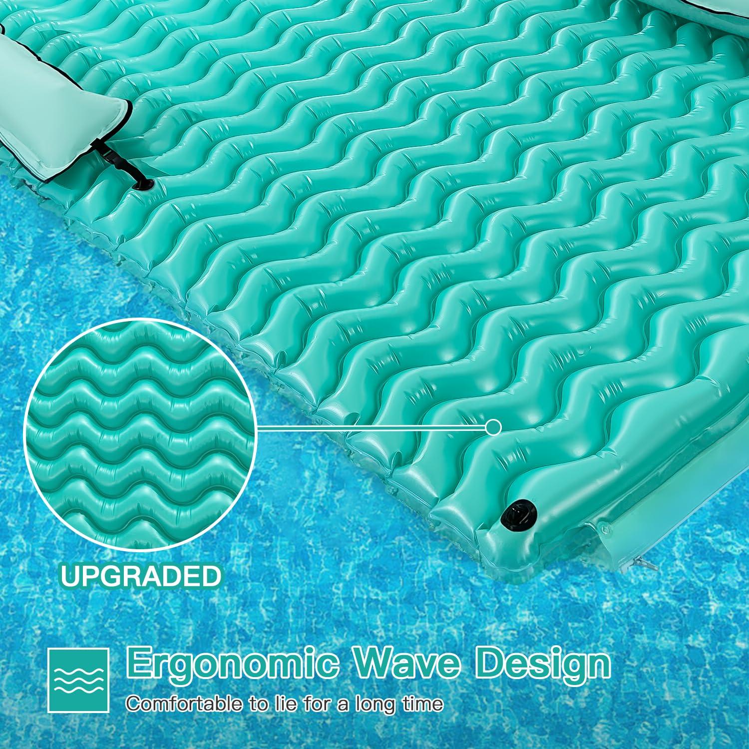 Sunrio Sunrio 114'' X 72'' Giant Inflatable Floating Mat-Pool Float Lake Floats for Adults with Pool Hammock Pool Mats for Floating Swimming Pool, Beach, Lake for Summer Water Party