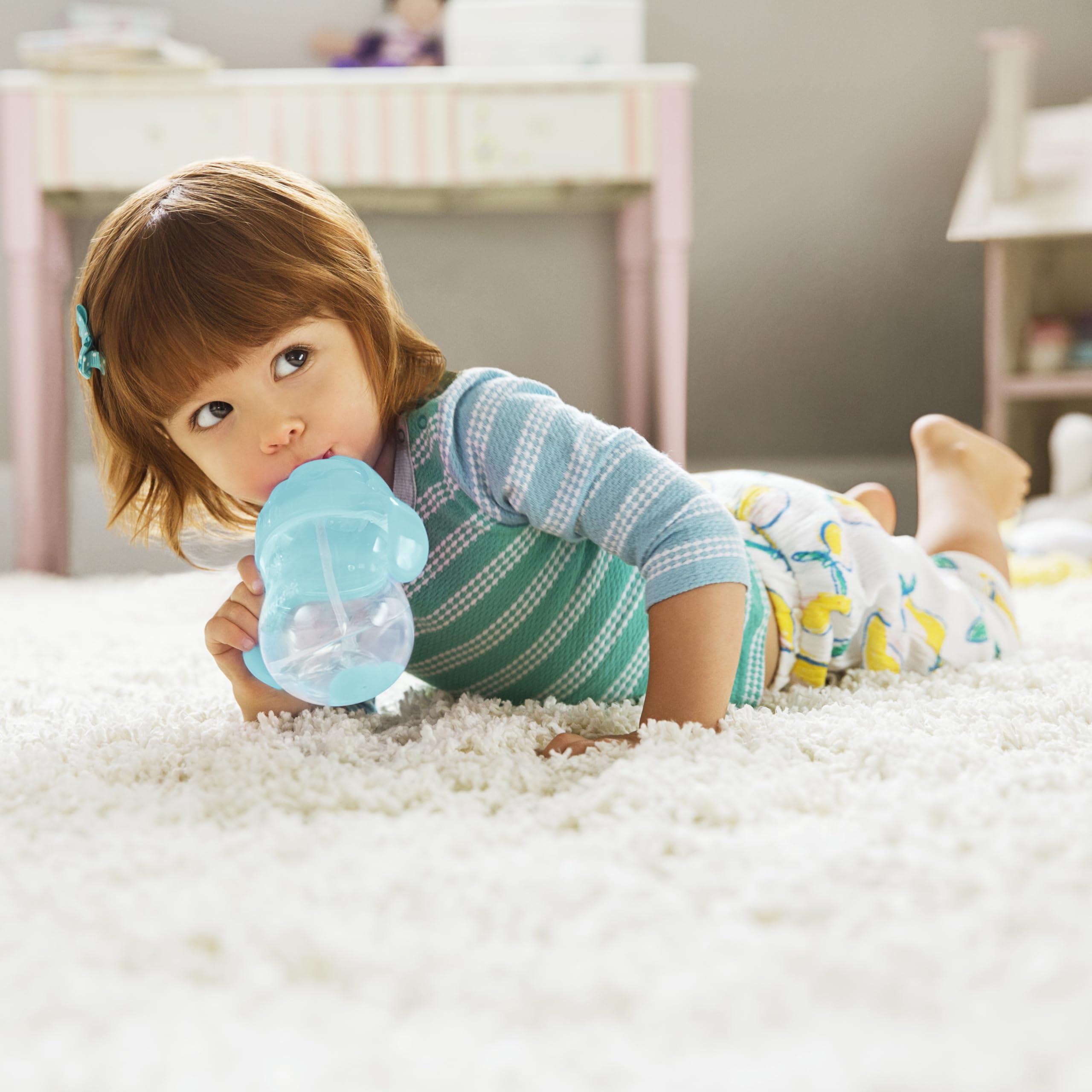 Munchkin Munchkin Any Angle Sippy Cup for Toddlers, Weighted Straw Trainer Cup with Click Lock Lid, 7 Ounce, 2 Pack, Blue/Green