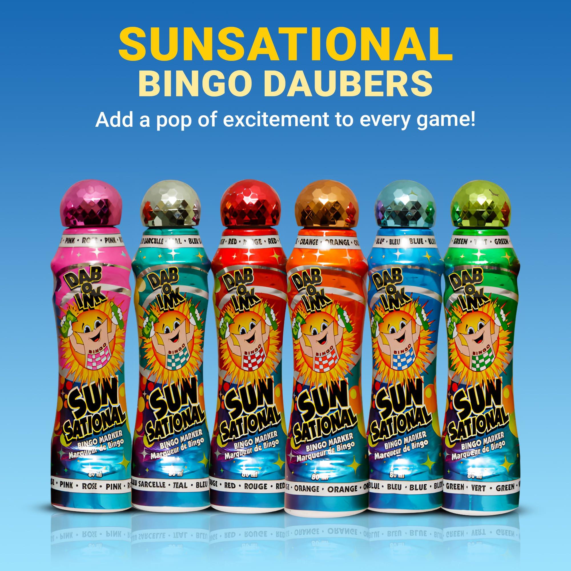 LUCKY LADY DAUBER CO Lucky Lady Bingo Daubers with Dab-O-Ink Dazzle Glitter and Sunsational Combo Gift Set 3 oz. 18 Pack, Versatile Bingo Ink Daubers - Bingo Markers and Bingo Stampers for Adults and Kids