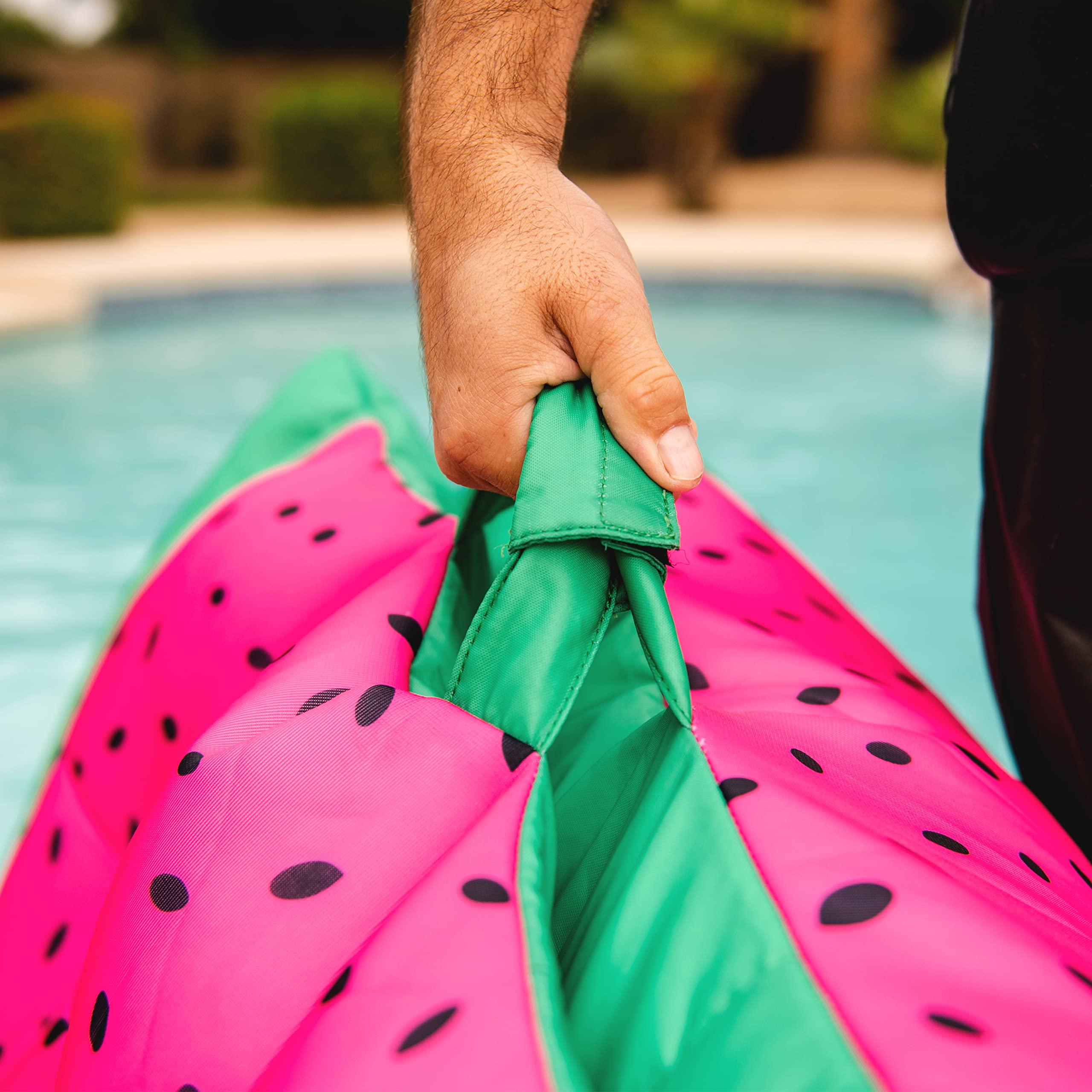 Big Joe Big Joe Lagoon Lounger No Inflation Needed Pool Float, Summer Melon Double Sided Mesh, Quick Draining Fabric, 5 feet Giant