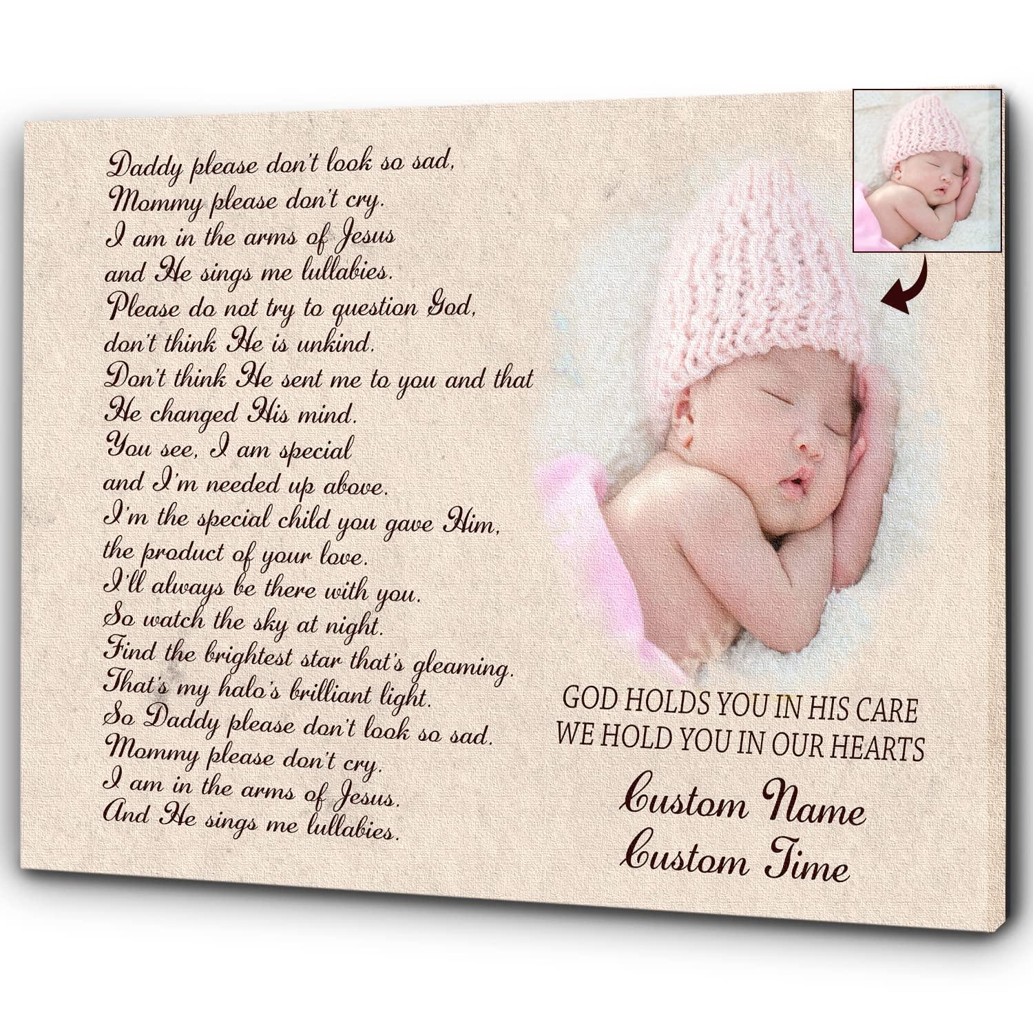 INSPIAMZUE INSPIAMZUE Baby memorial gifts, Personalized sympathy canvas for loss of baby, Remembrance Gift for loss of infant, Loss of Child, Child loss gifts - VTQ305 (10x8 inch)