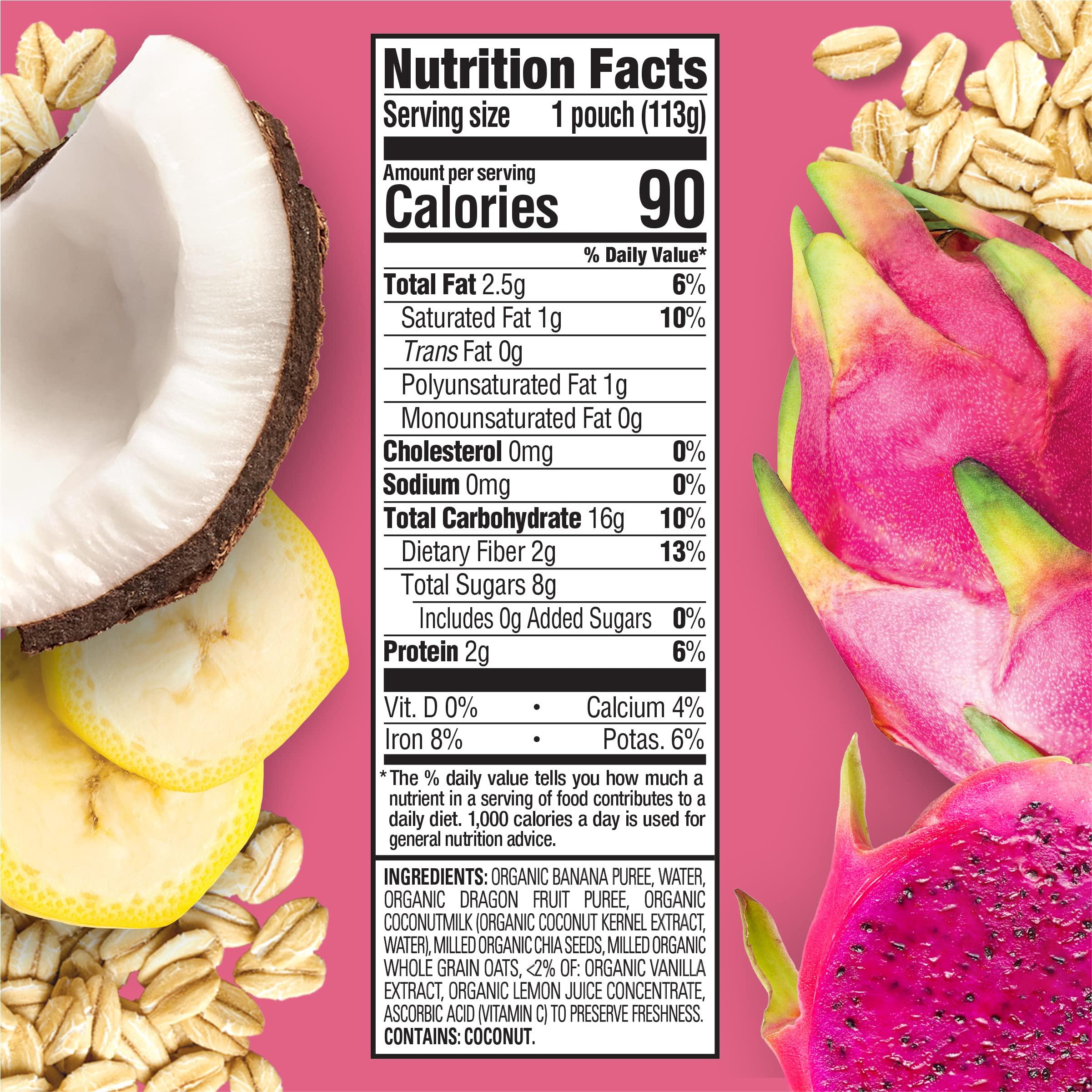 HAPPYTOT Happy Tot Organics Stage 4 Baby Food Pouches, Gluten Free, Vegan & Dairy Free Snack, Super Morning Fruit & Oat Blend, Bananas, Dragon Fruit, Coconutmilk, Oats & Chia, 4 Oz (Pack of 16)