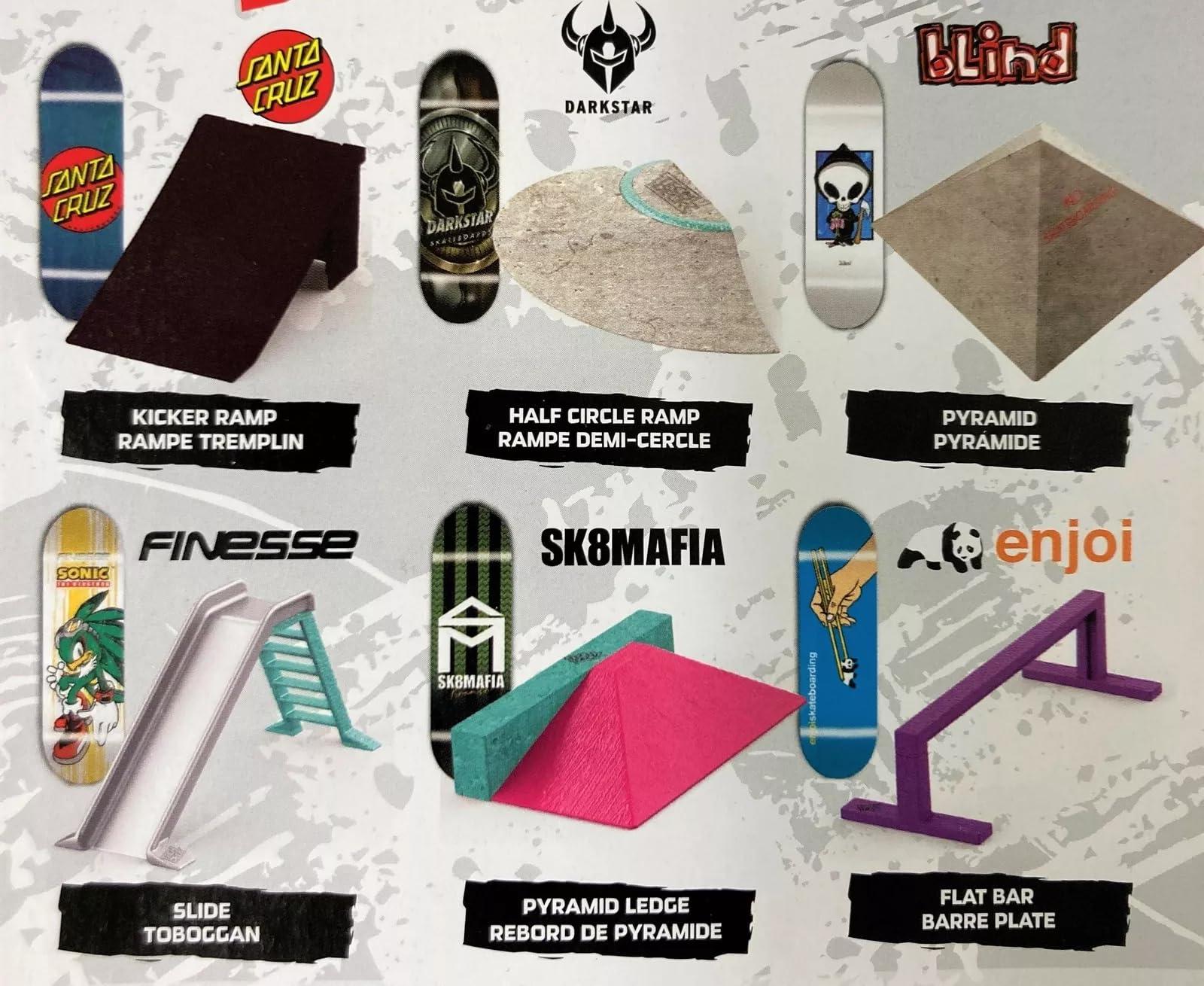 TECH DECK Tech Deck Street Hits 2021 Series Sk8mafia Skateboards Wes Kremer House Stripes Green Complete Fingerboard and Pyramid Ledge Obstacle