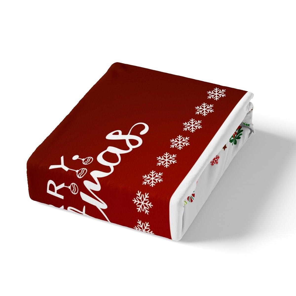 Castle Fairy Merry Christmas Bedding Sets Toddler Size,Red White Stripes Geometry Xmas Reversible Duvet Cover 2Pcs for Kids Bedroom,Green Pine Gifts Candy Print Quilt Cover,1 Pillowcase (No Comforter)